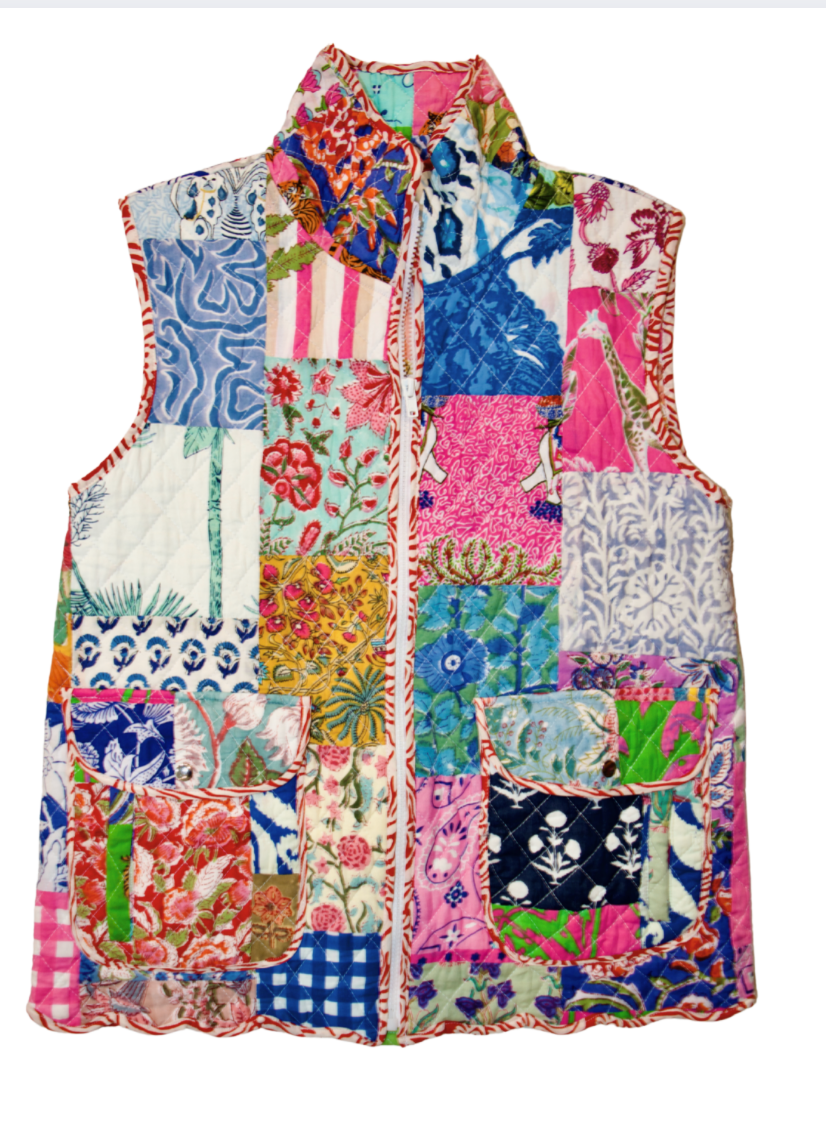 Quilted Scallop Vest | Patchwork | Multi image 0