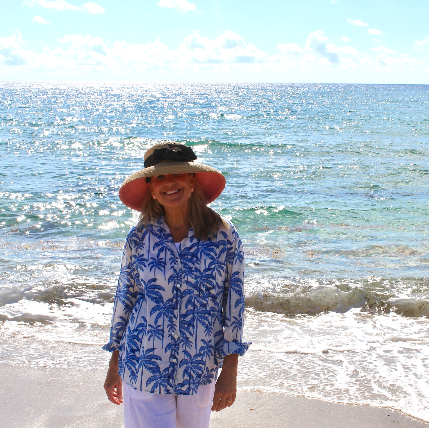 Boyfriend Shirt | Paradise Palm | Blue/White image 1