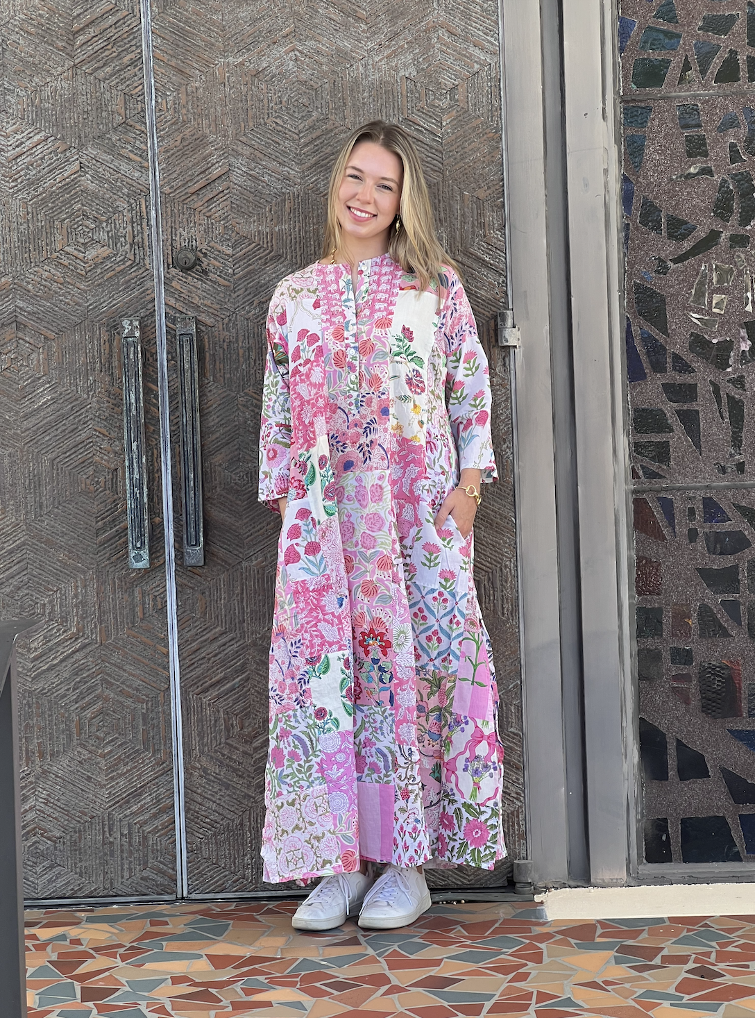 Long Kurta | Patchwork | Pink image 1