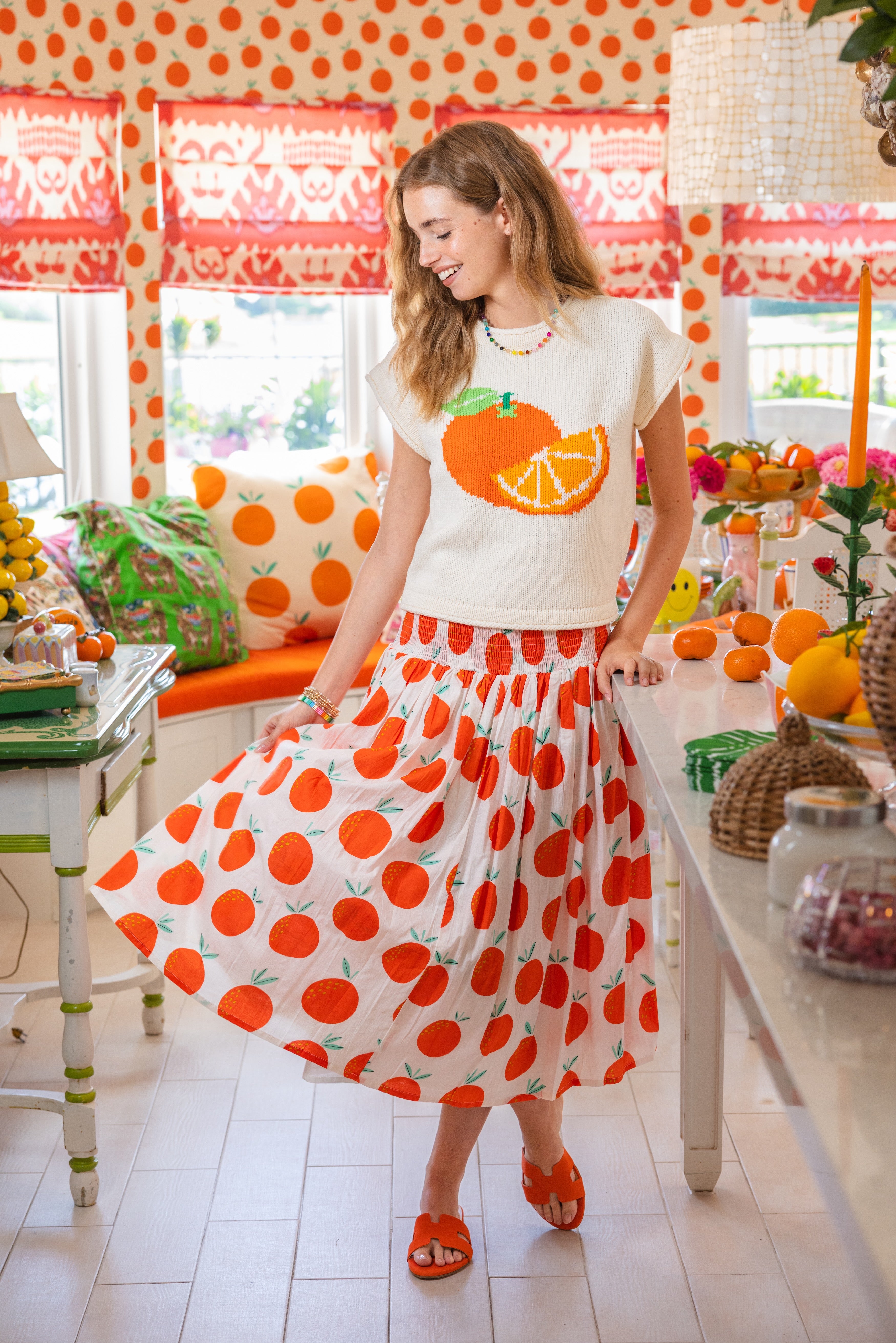 Cap Sleeve Sweater | Oranges