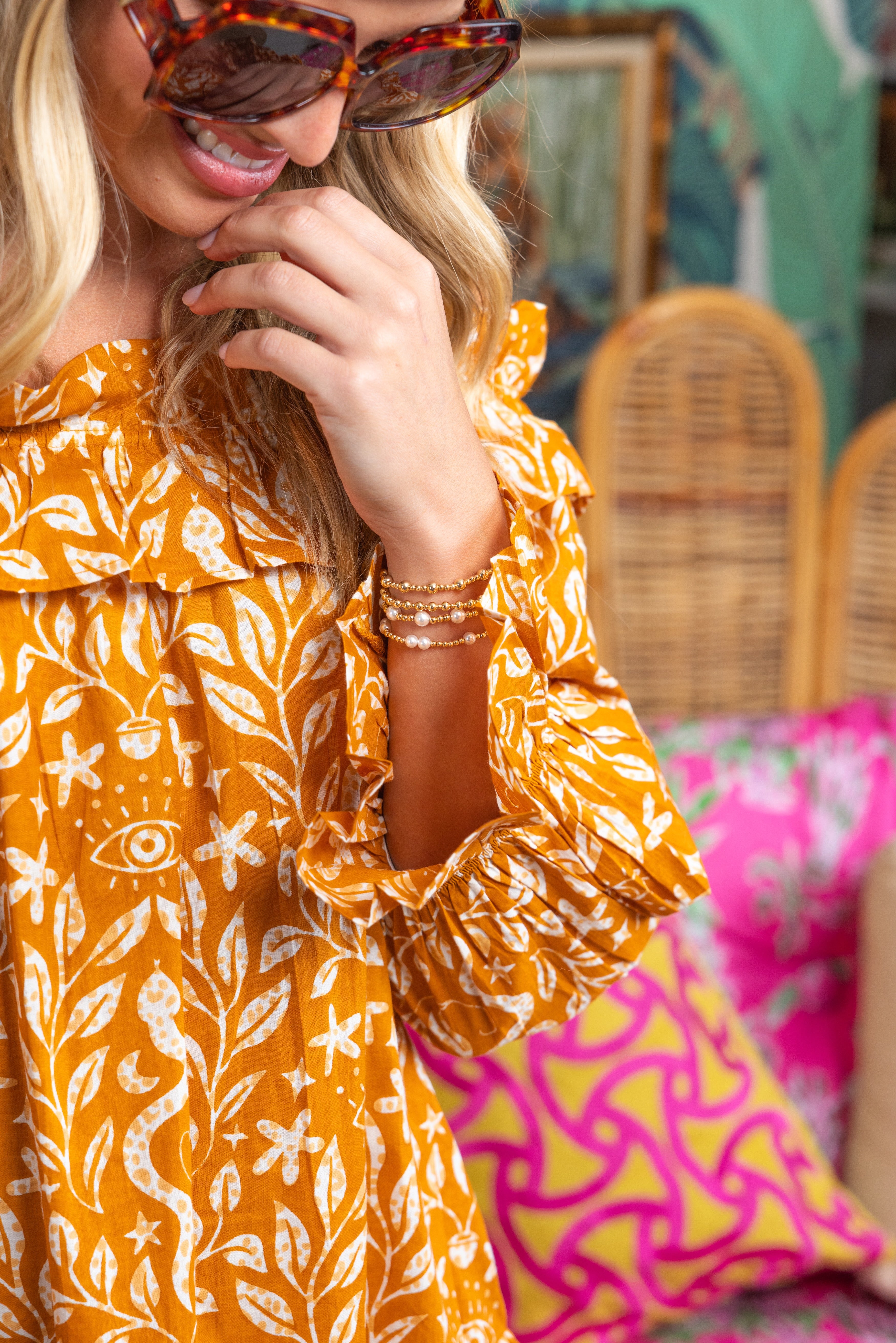 Chloe Dress | Moon Magic | Mustard