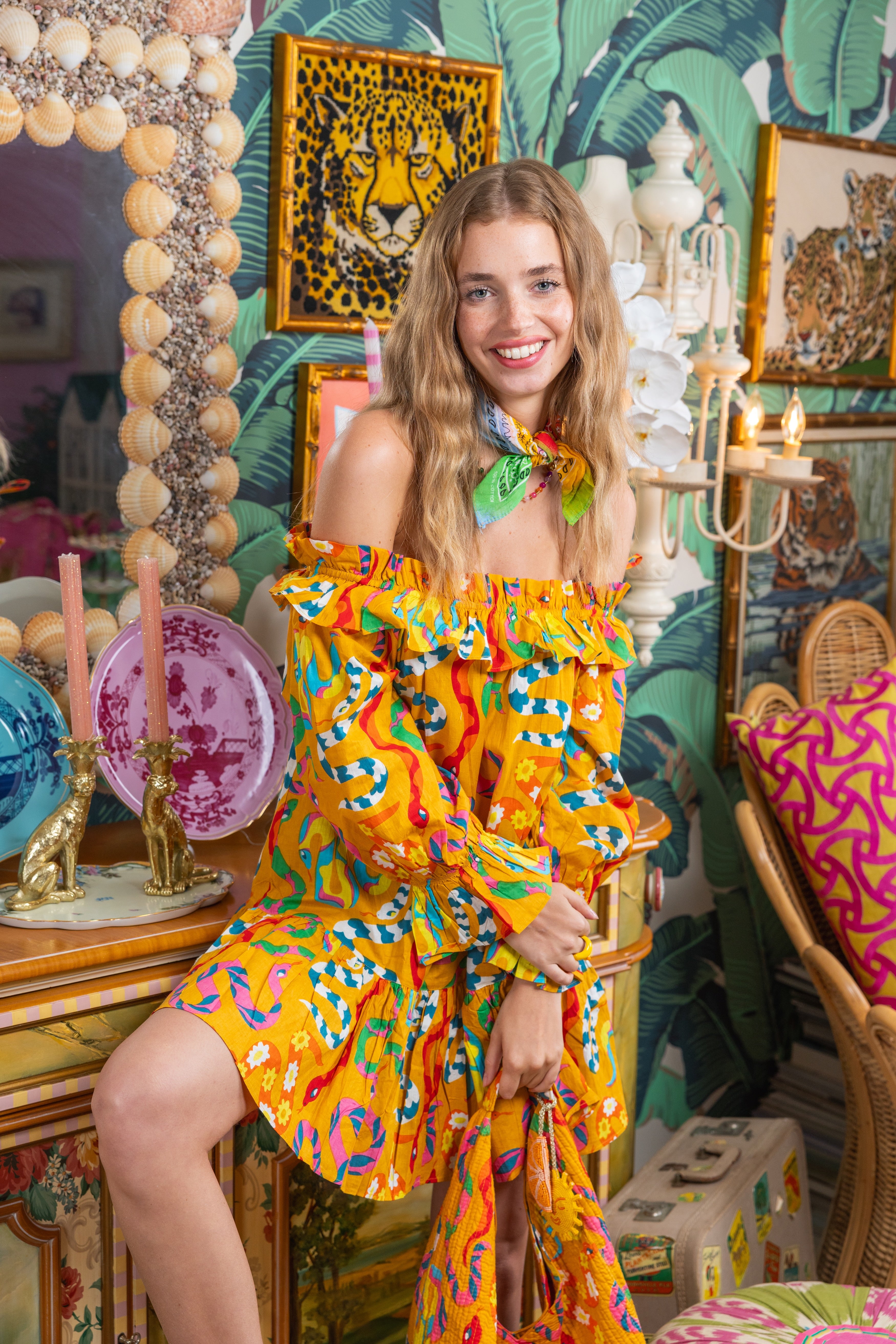 Chloe Dress | Happy Snakes | Mustard