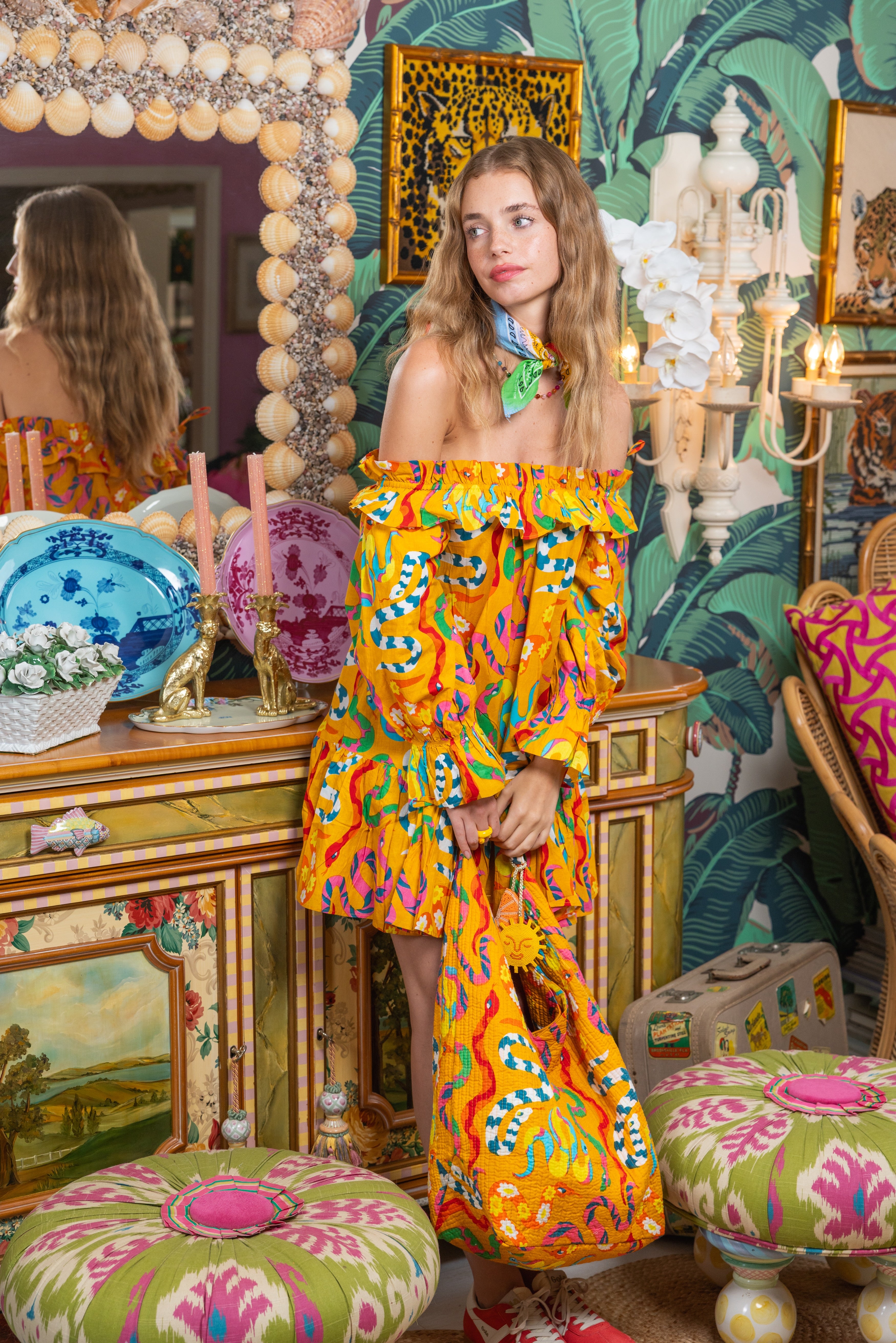 Chloe Dress | Happy Snakes | Mustard