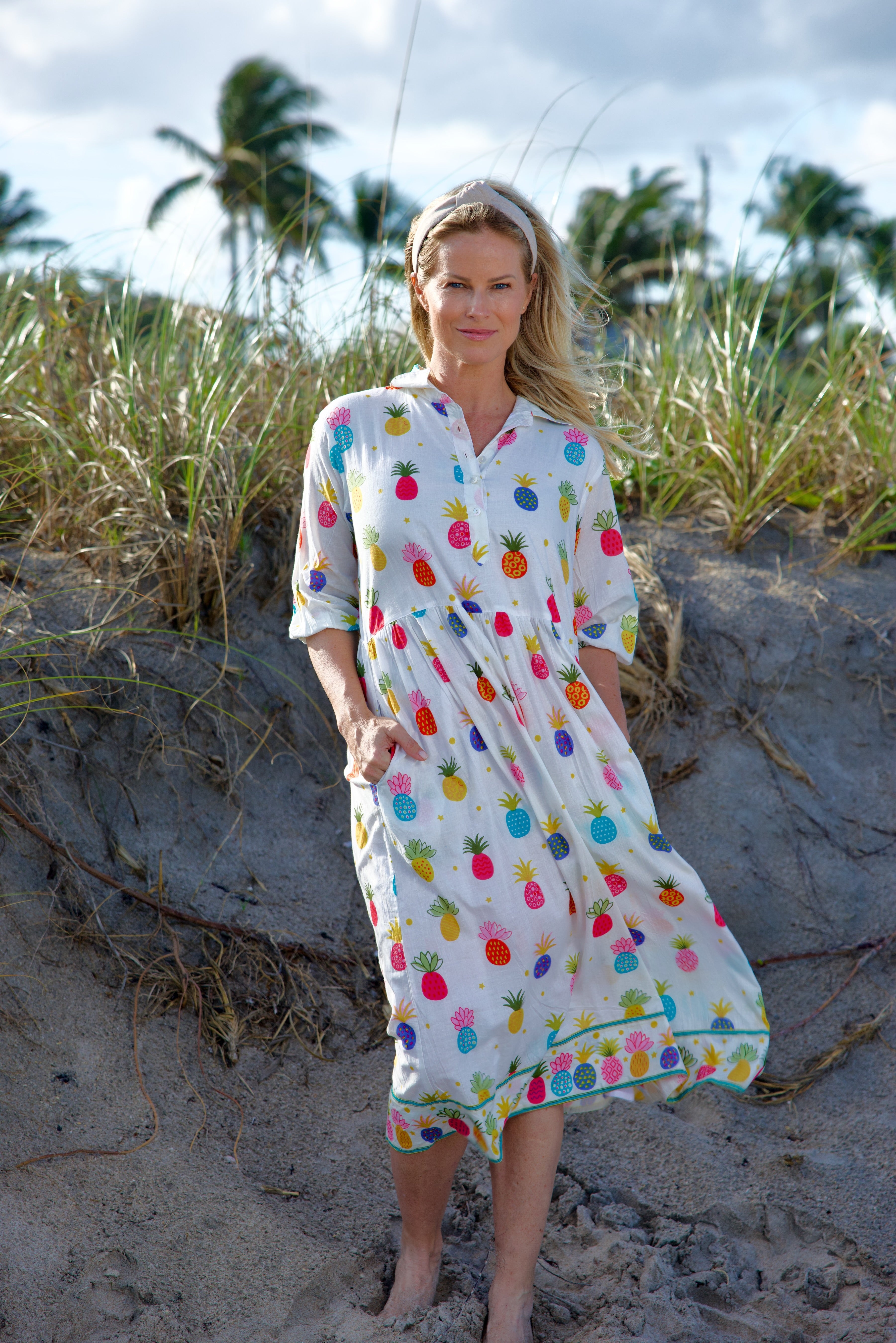 Frannie Midi Dress | Happy Pineapples | Multi