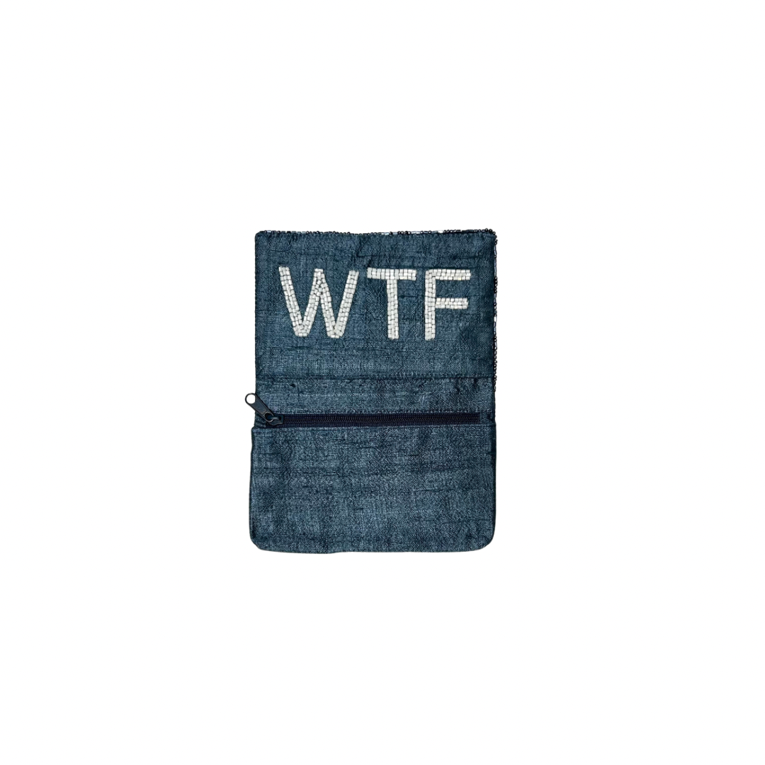 Beaded WTF Card Holder | Assorted Sizes | Navy/White image 0