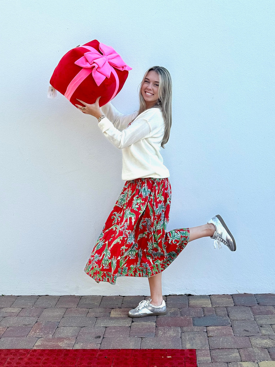 Long Every Day Skirt | Jungle Toile | Red/Green