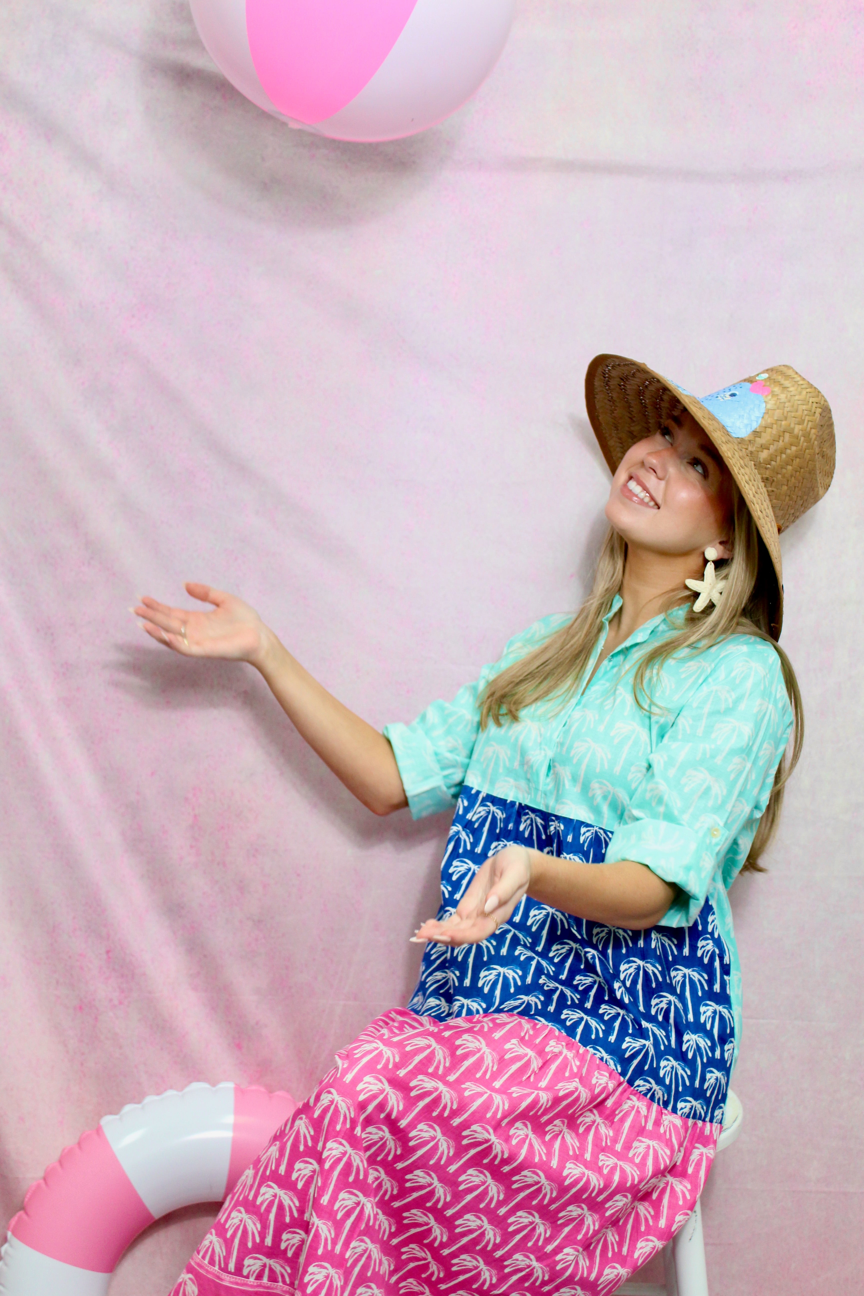 Clare Tiered Dress Long | Tropical Palms | Multi image 2