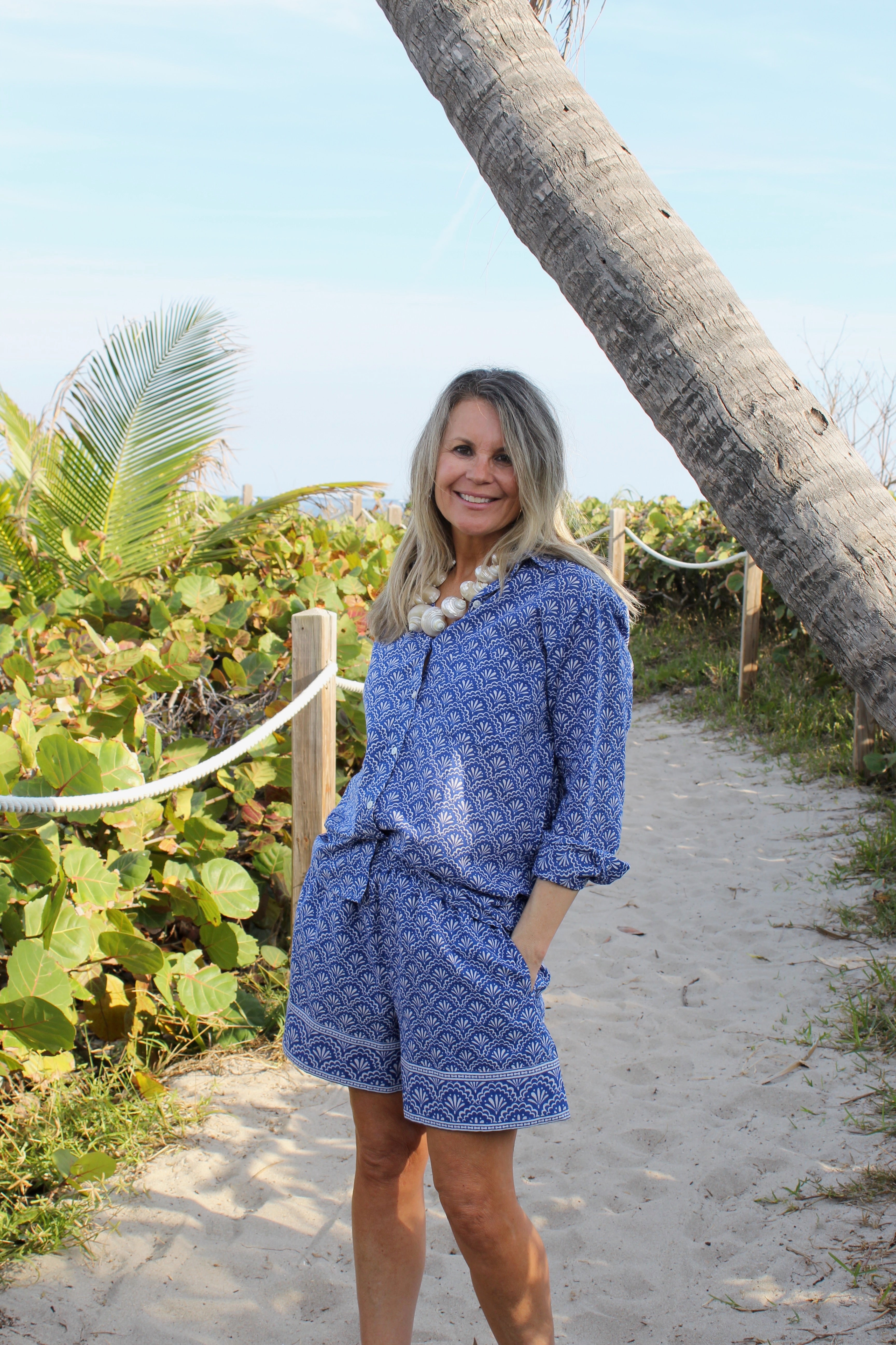 Beach Short | Scallop Tile Geometric | Blue image 0