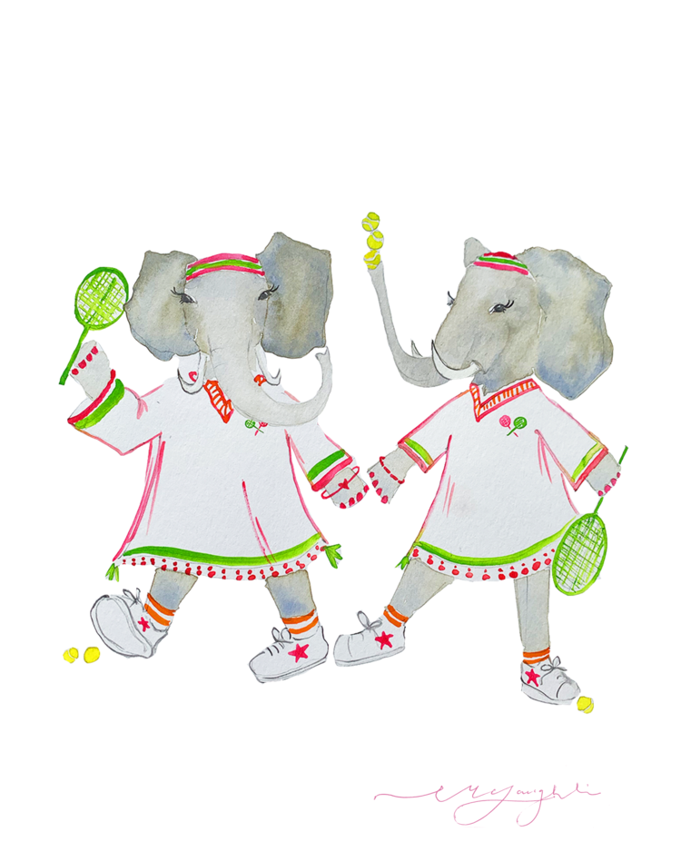 Print | Tennis Twins | Iris and Pearl image 0