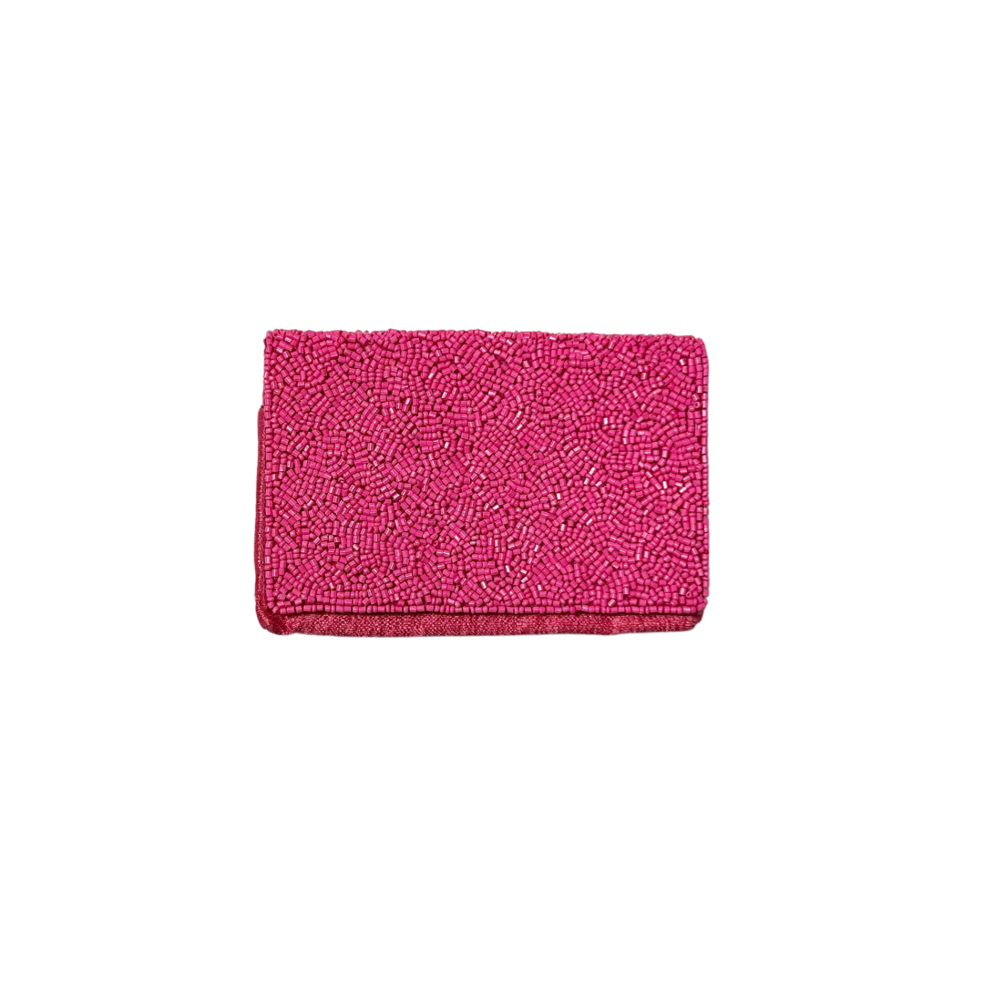 Beaded WTF Card Holder | Assorted Sizes | White/Pink image 2