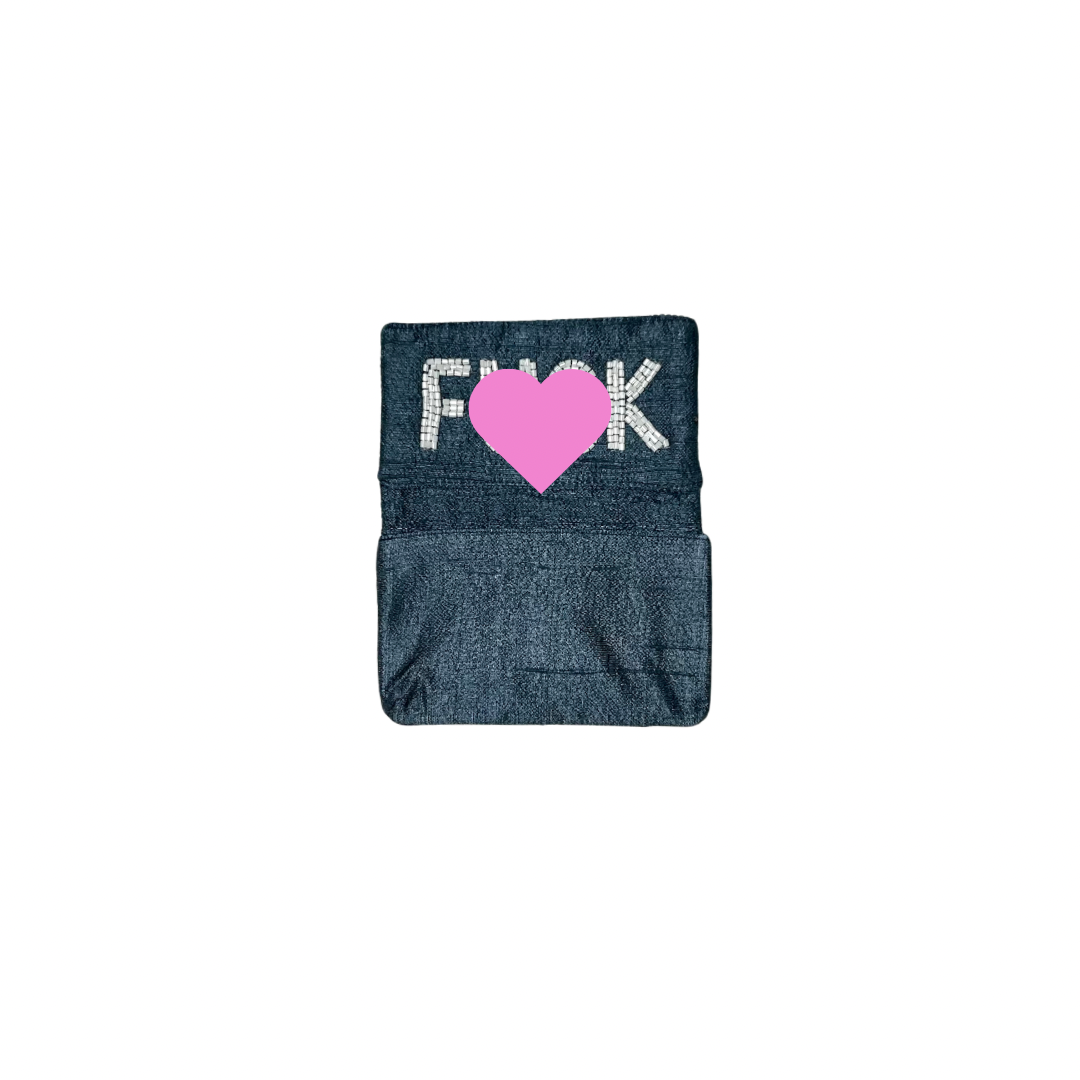 Beaded F**K Card Holder | Assorted Sizes | Navy/White image 1