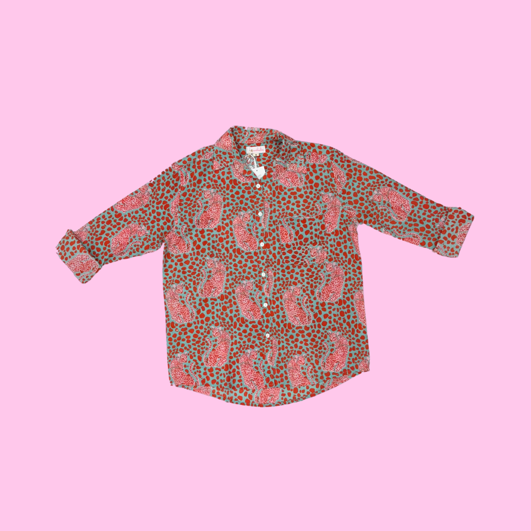 Boyfriend Shirt | Dotty Leopard | Orange/Aqua image 0