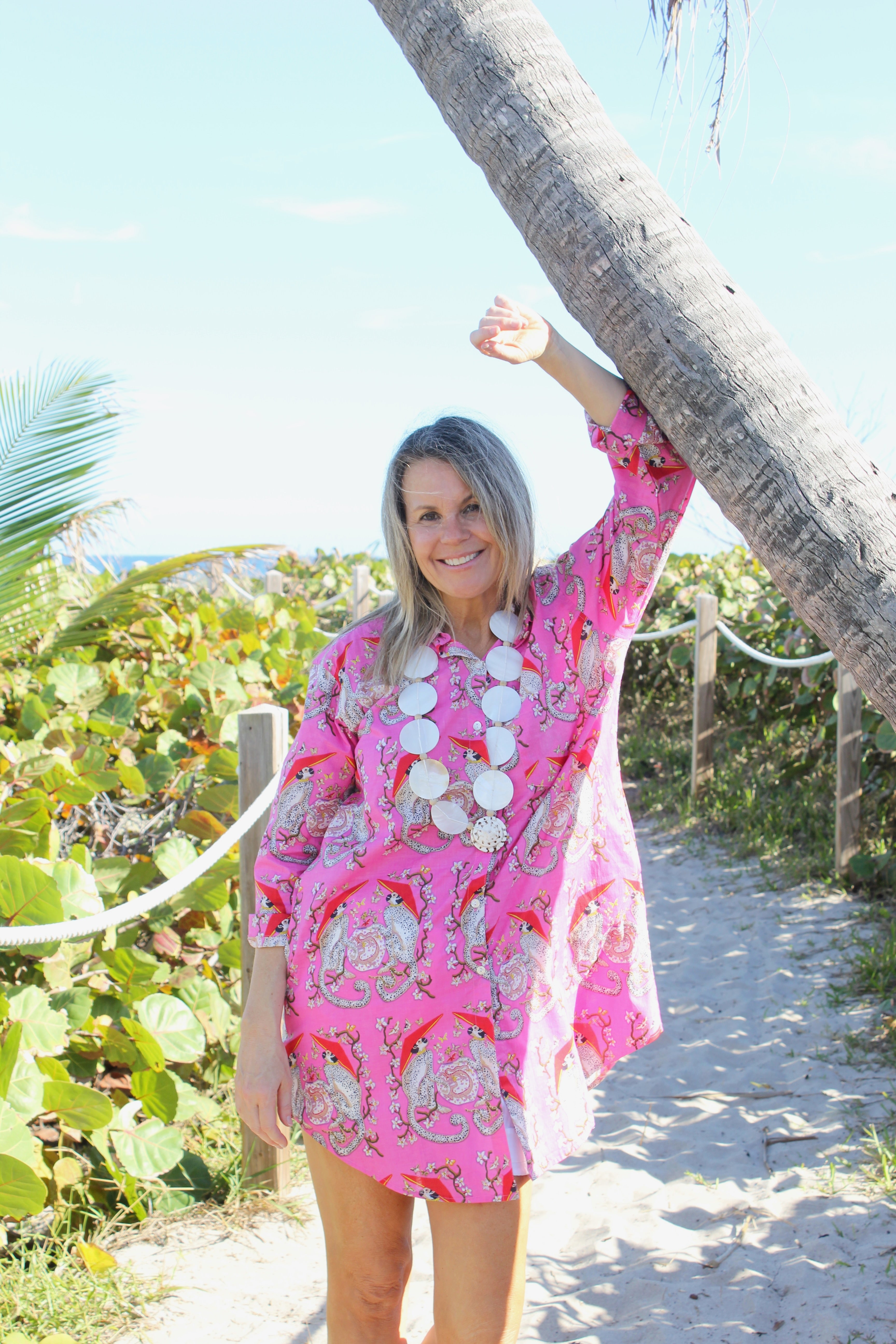 Boyfriend Dress | Monkeys | Pink image 0