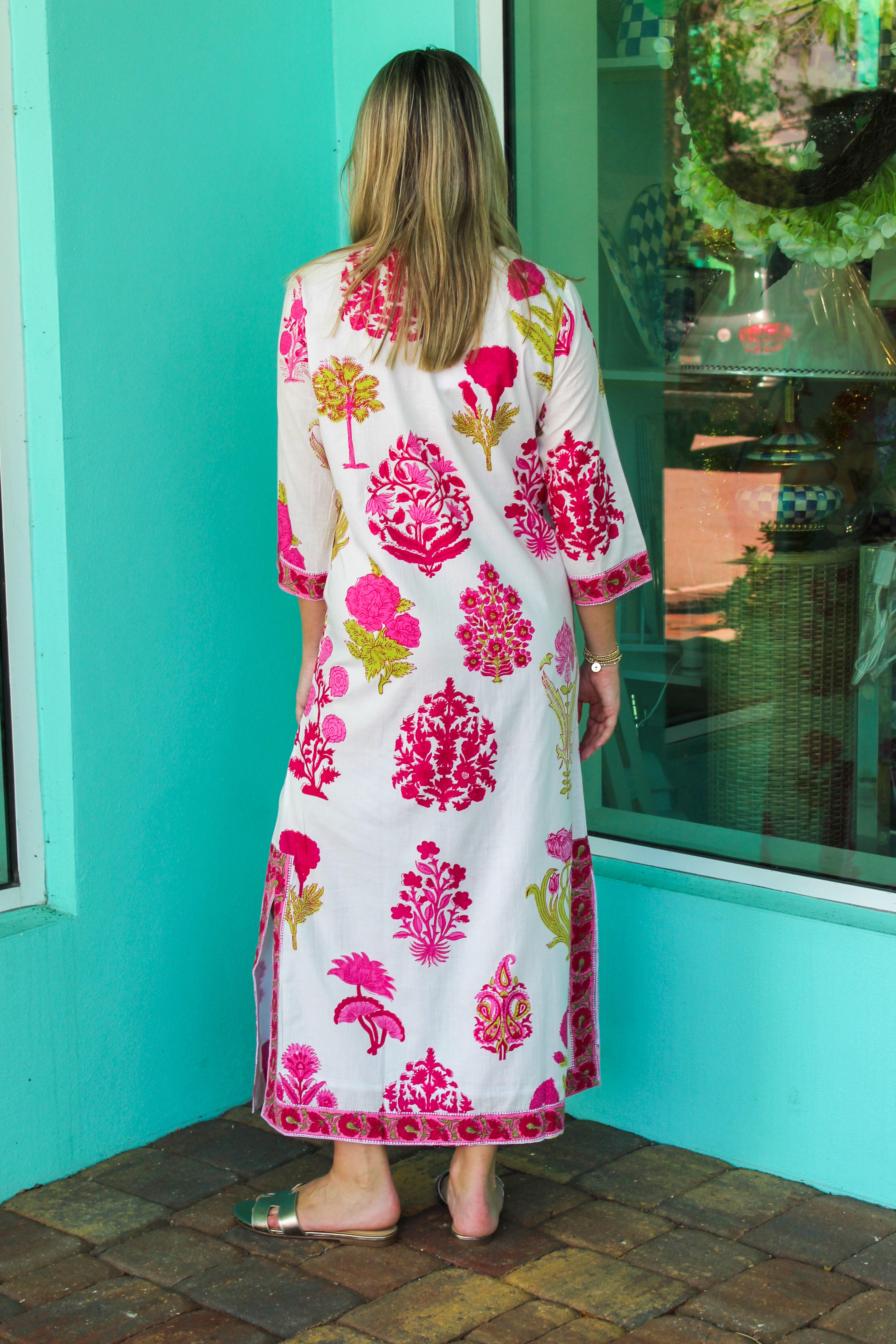 Elisabeth Kaftan | Multi Block Print Floral | Pink image 1