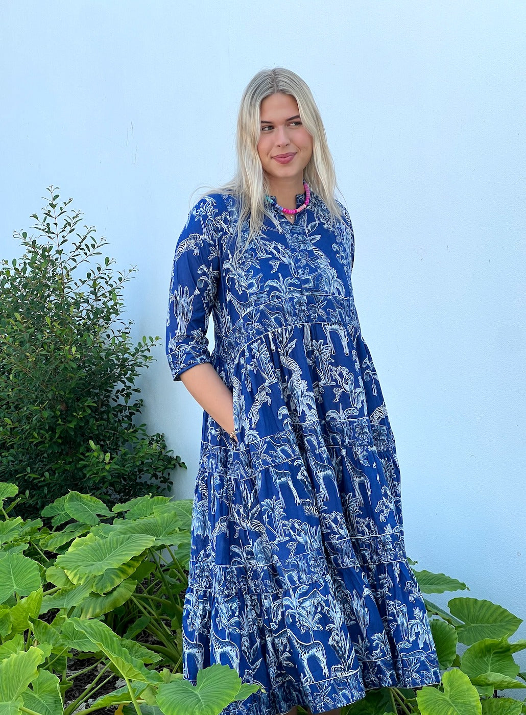 Willow Dress | Jungle Toile | Navy image 0
