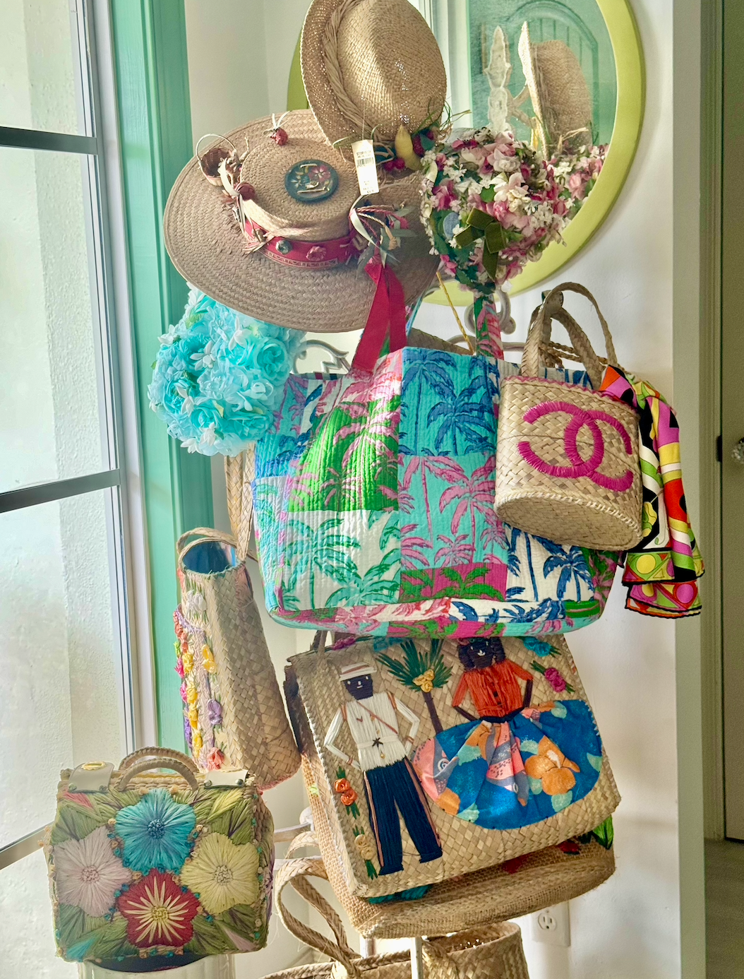 Block Printed Tote | Paradise Palm Patch | Multi image 3