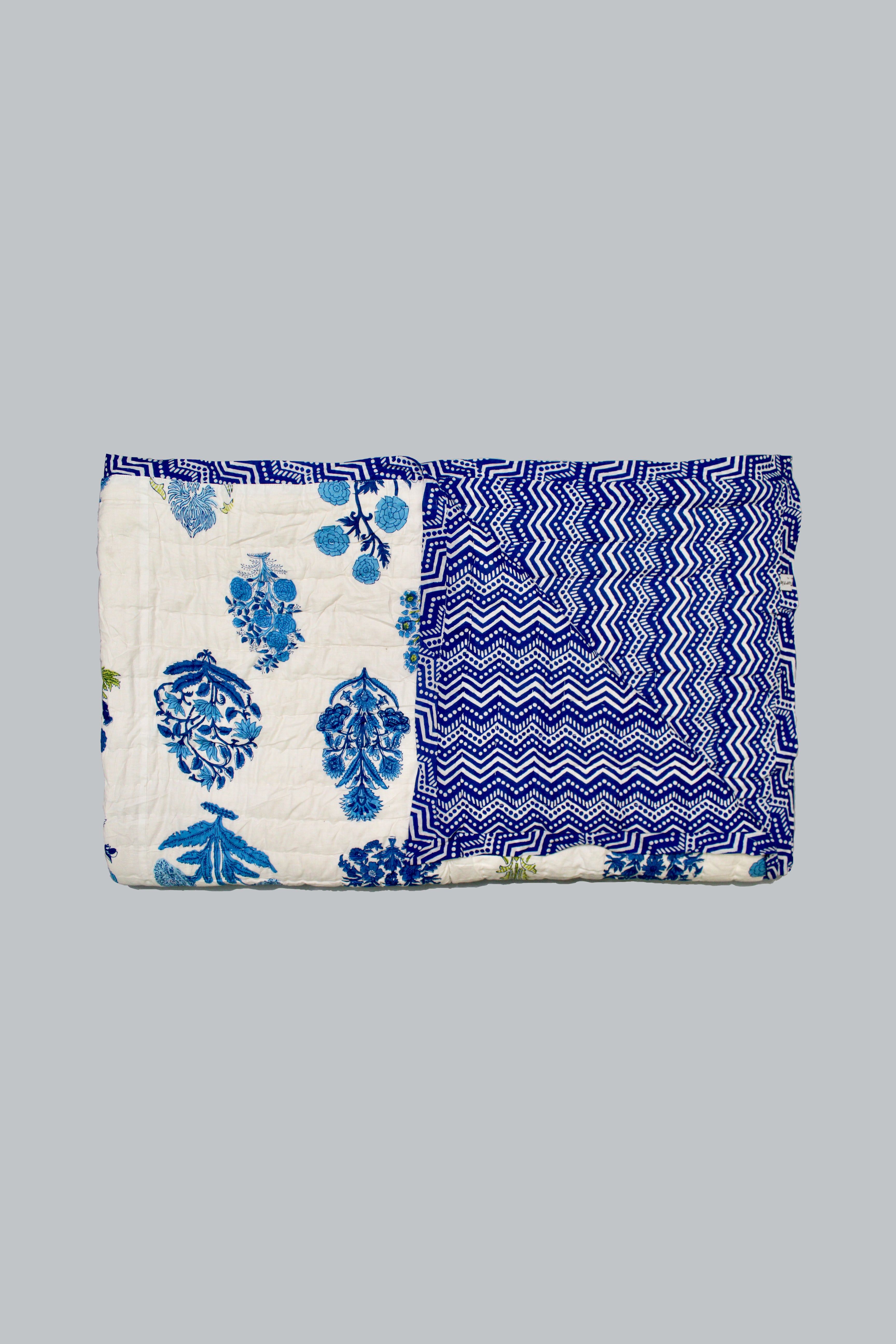Bedding | Mixed Floral Block Print | Blue image 1