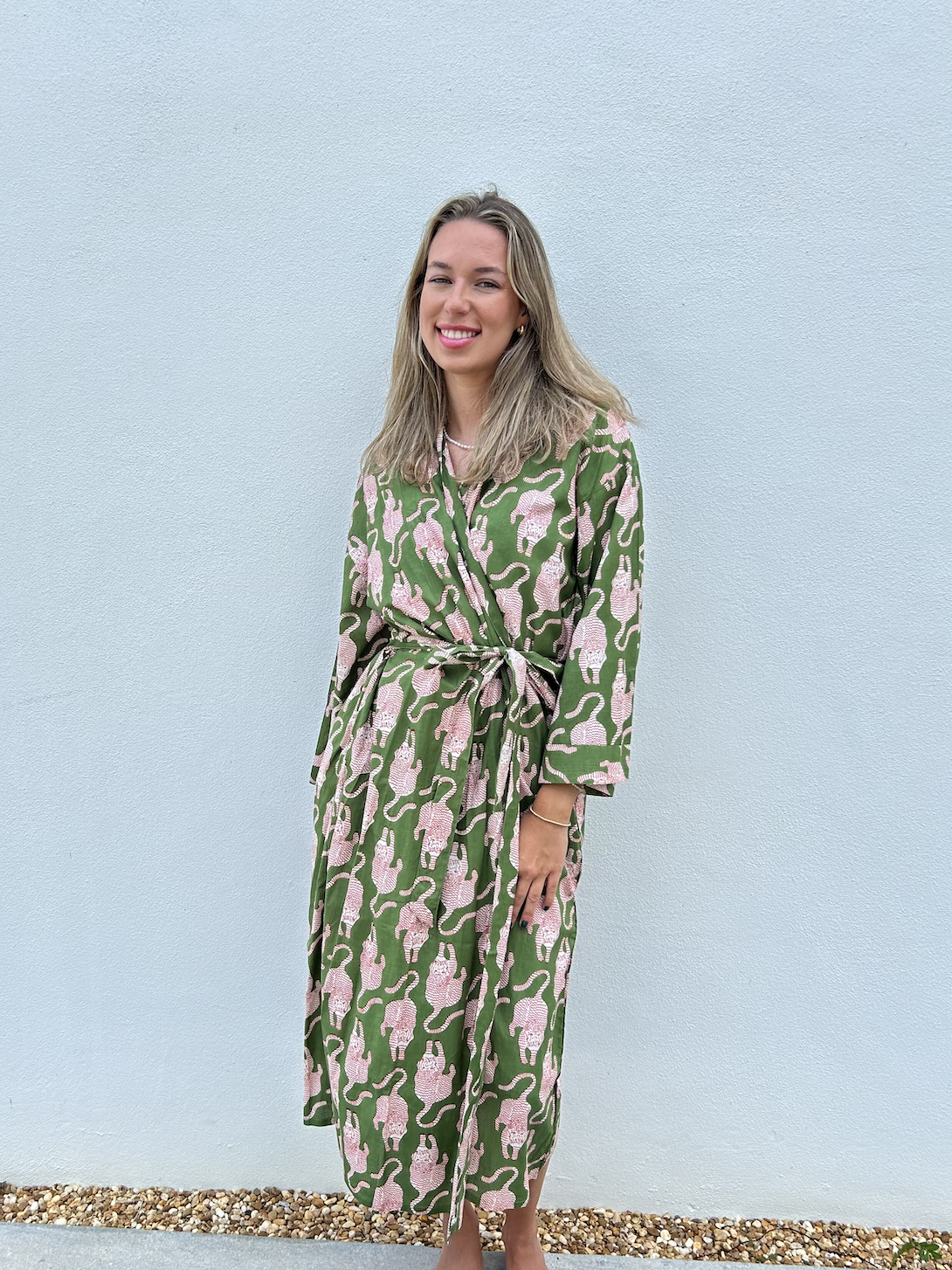 Long Kimono with Belt | Tibetan | Green image 1