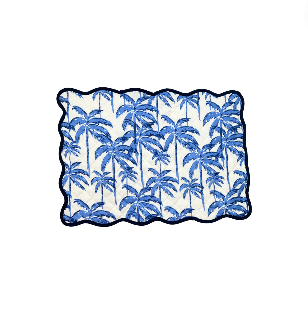 Quilted Placemat | Paradise Palm | Blue/White image 0
