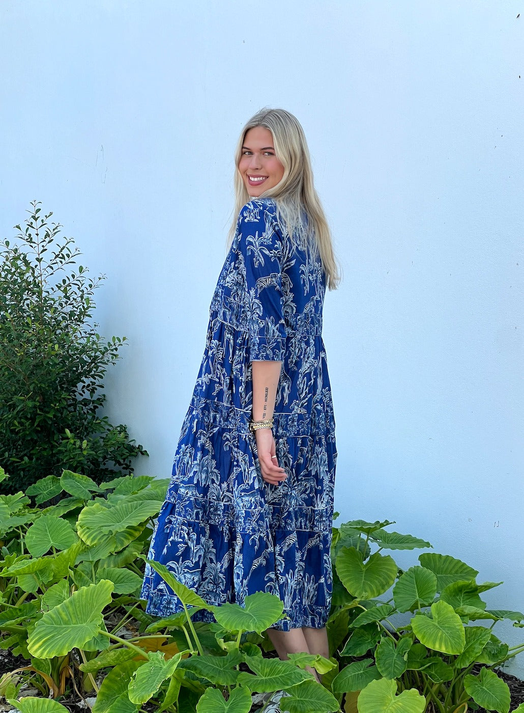 Willow Dress | Jungle Toile | Navy image 1