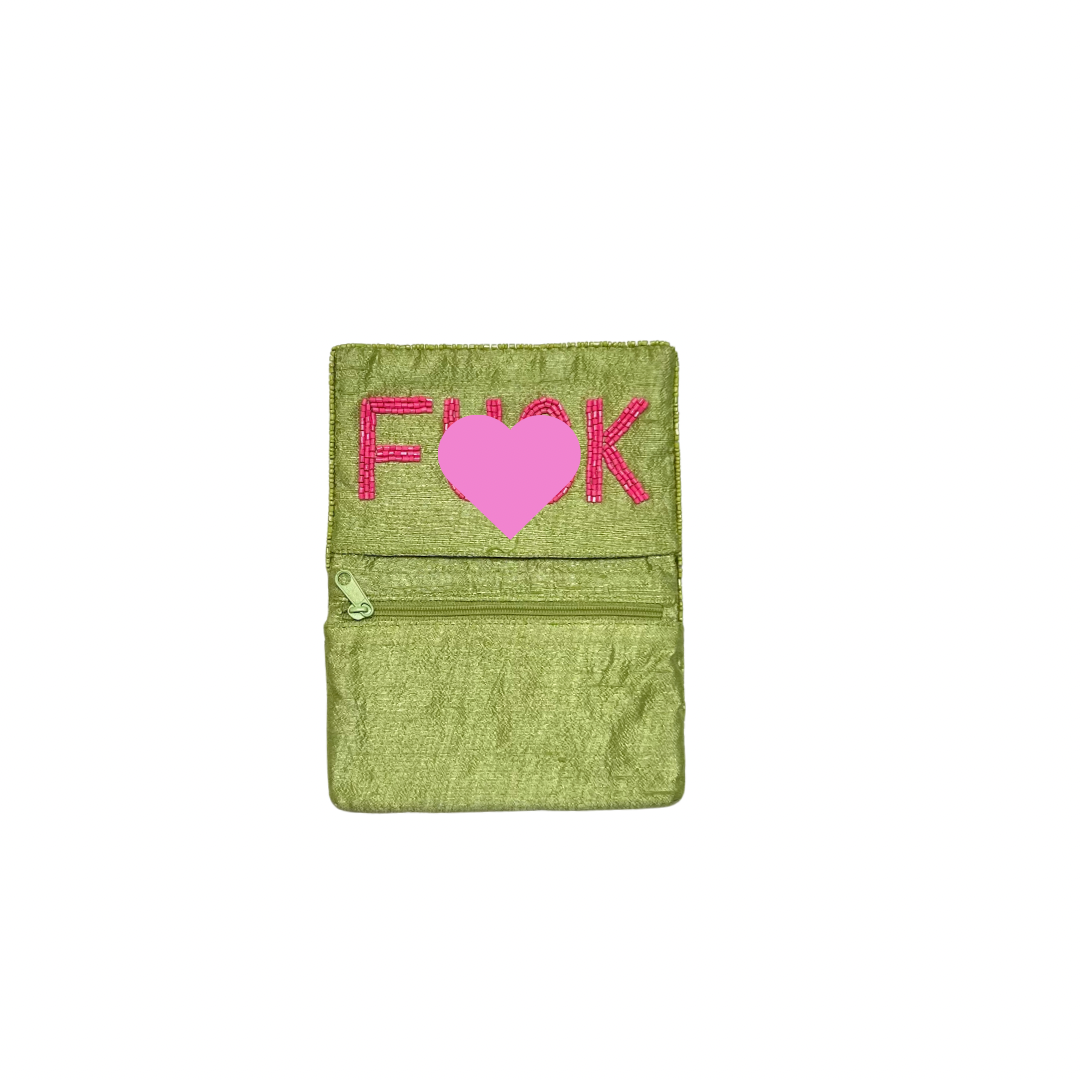 Beaded F**K Card Holder | Assorted Sizes | Lime/Pink image 0