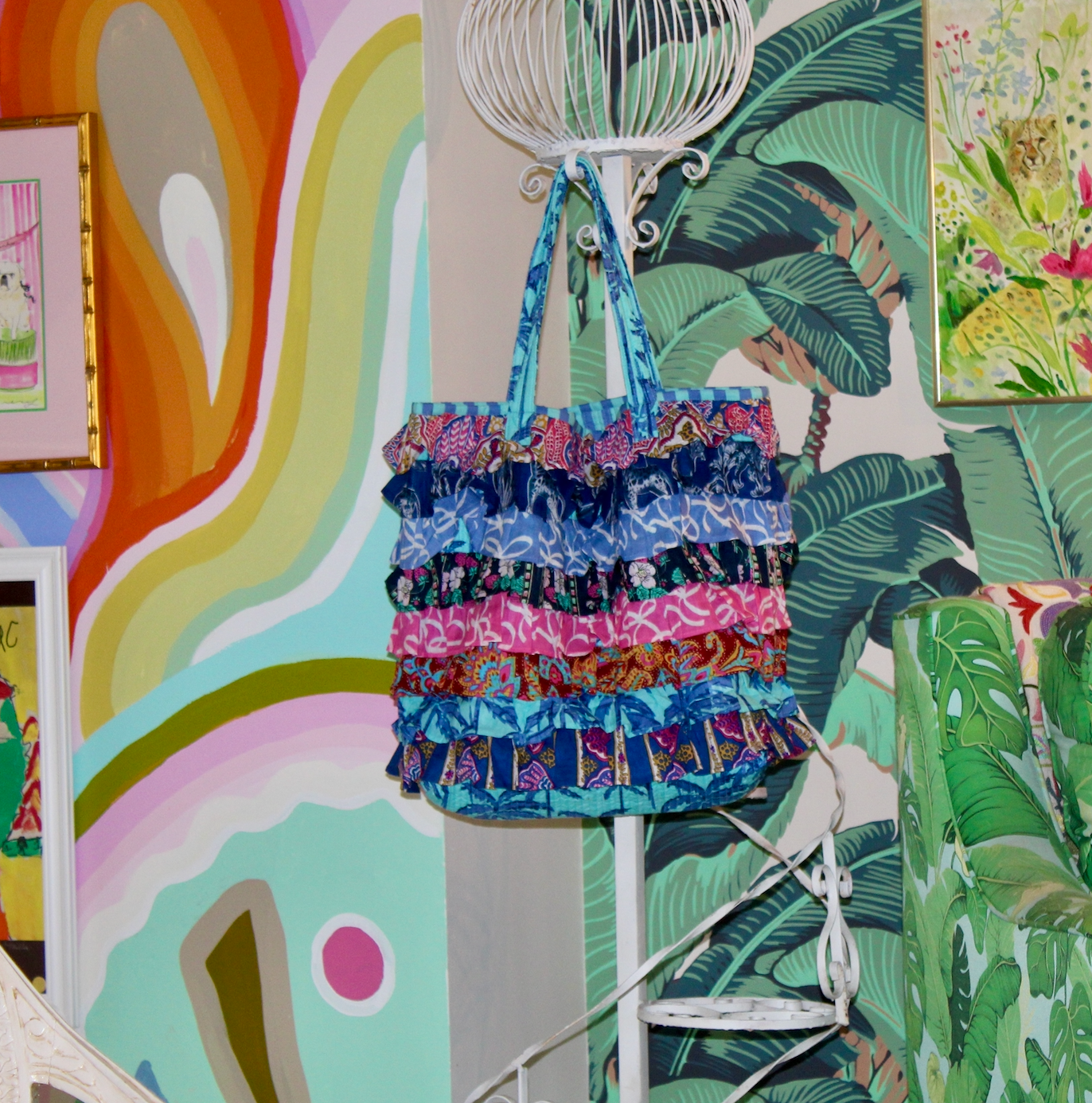Ruffle Tote | Blue image 3