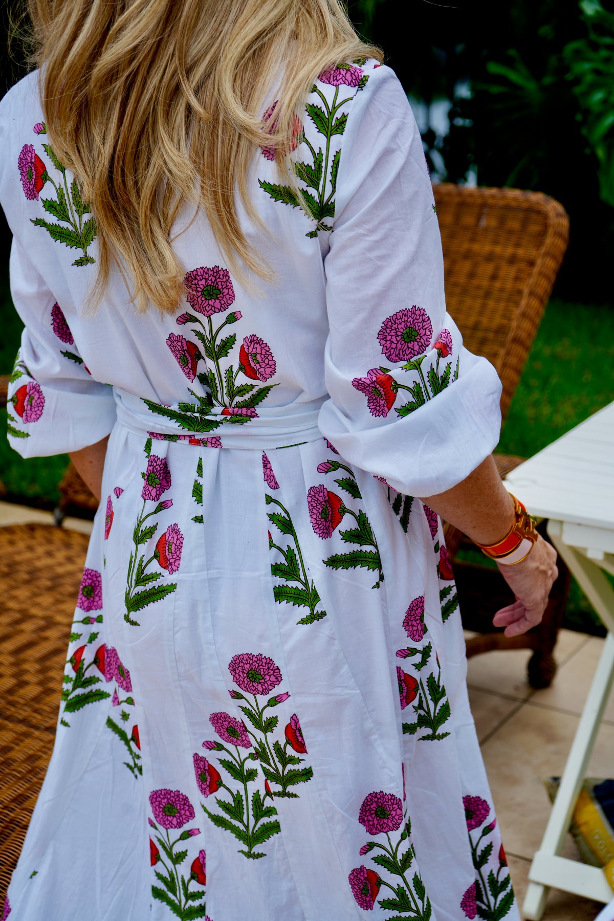 'Miss Ivy' Midi Dress | Floral Block Print | Pink