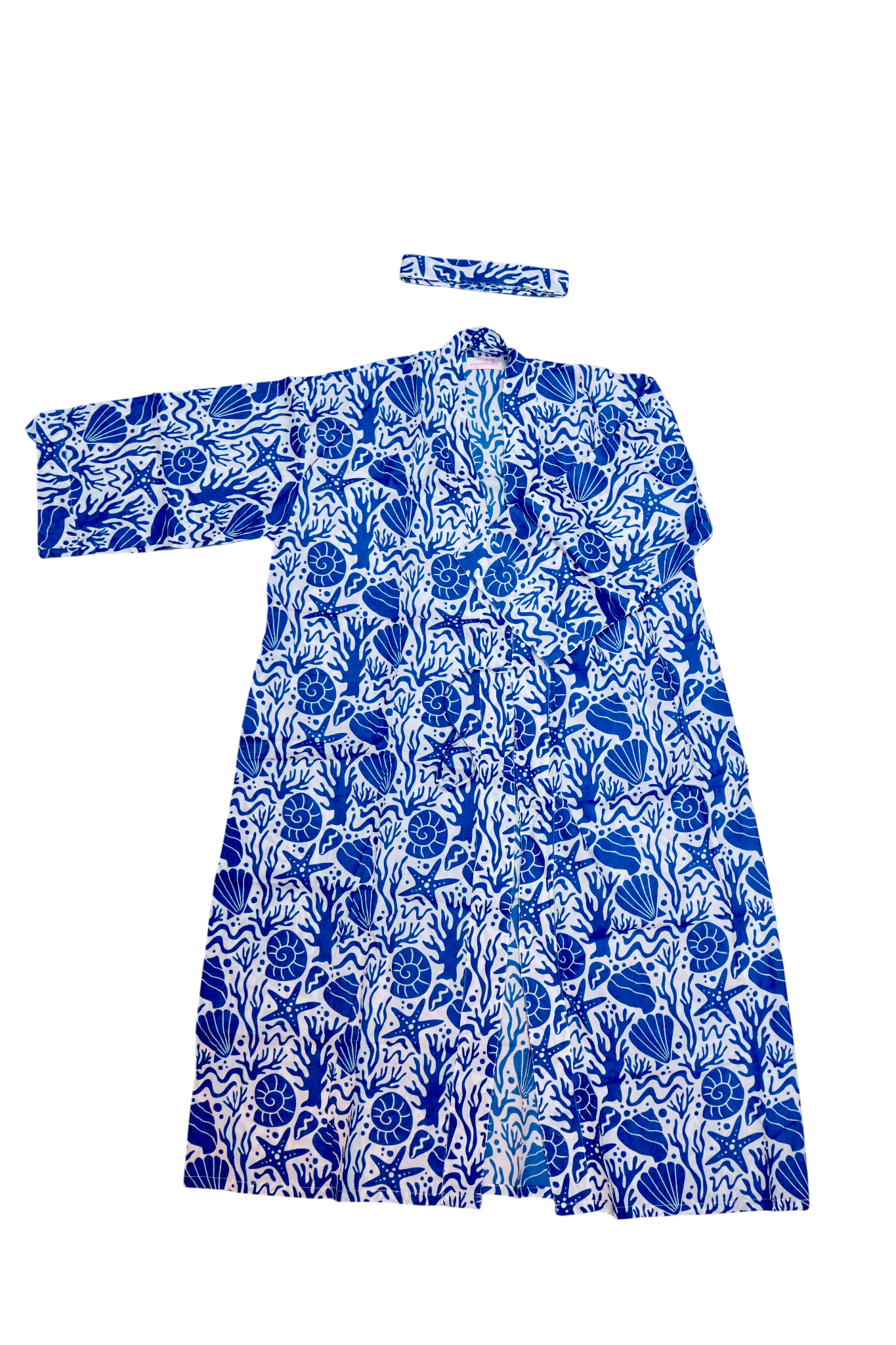 Long Kimono w/ Belt | Seashell | Blue