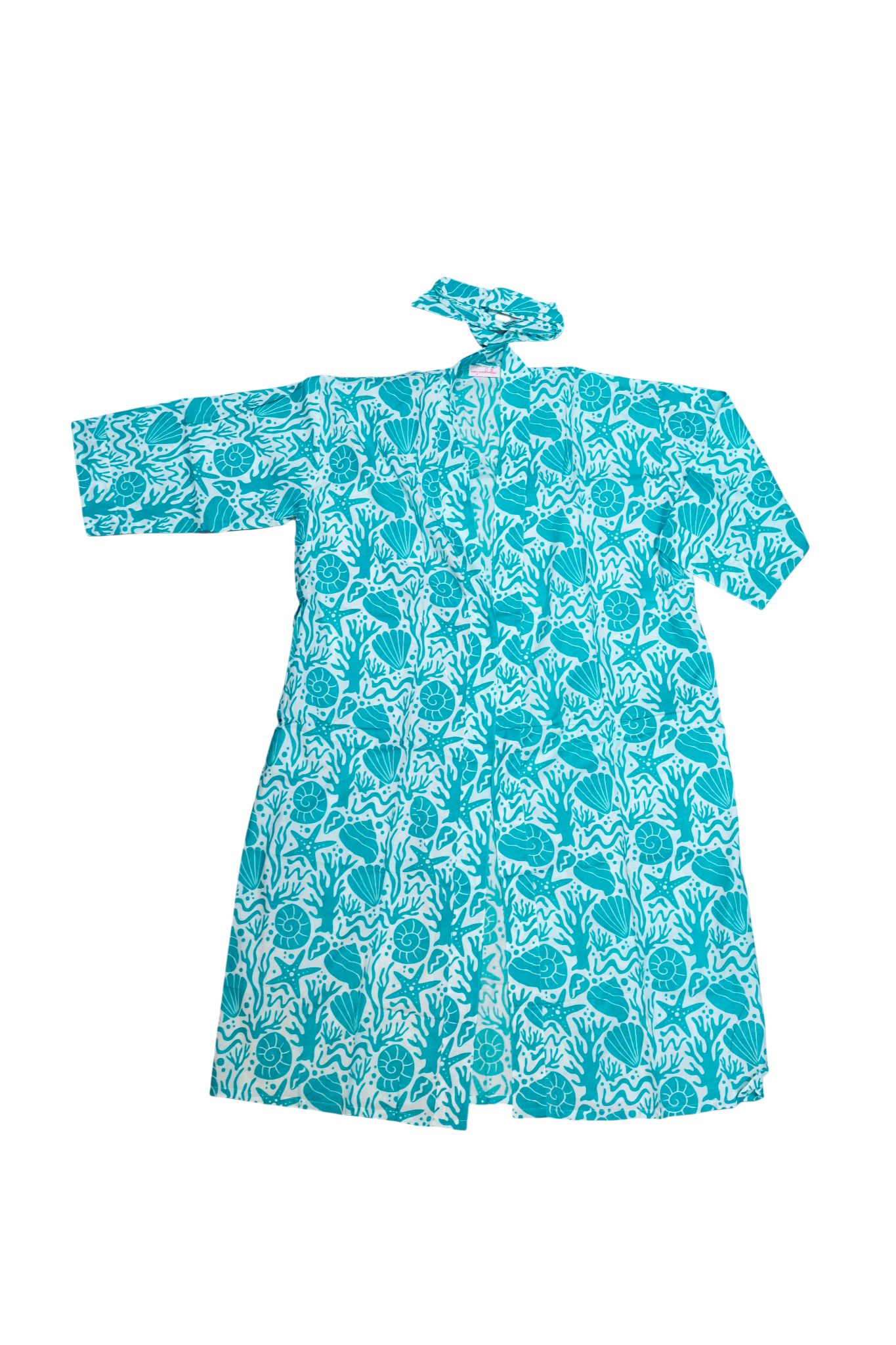 Long Kimono w/ Belt | Seashell | Aqua