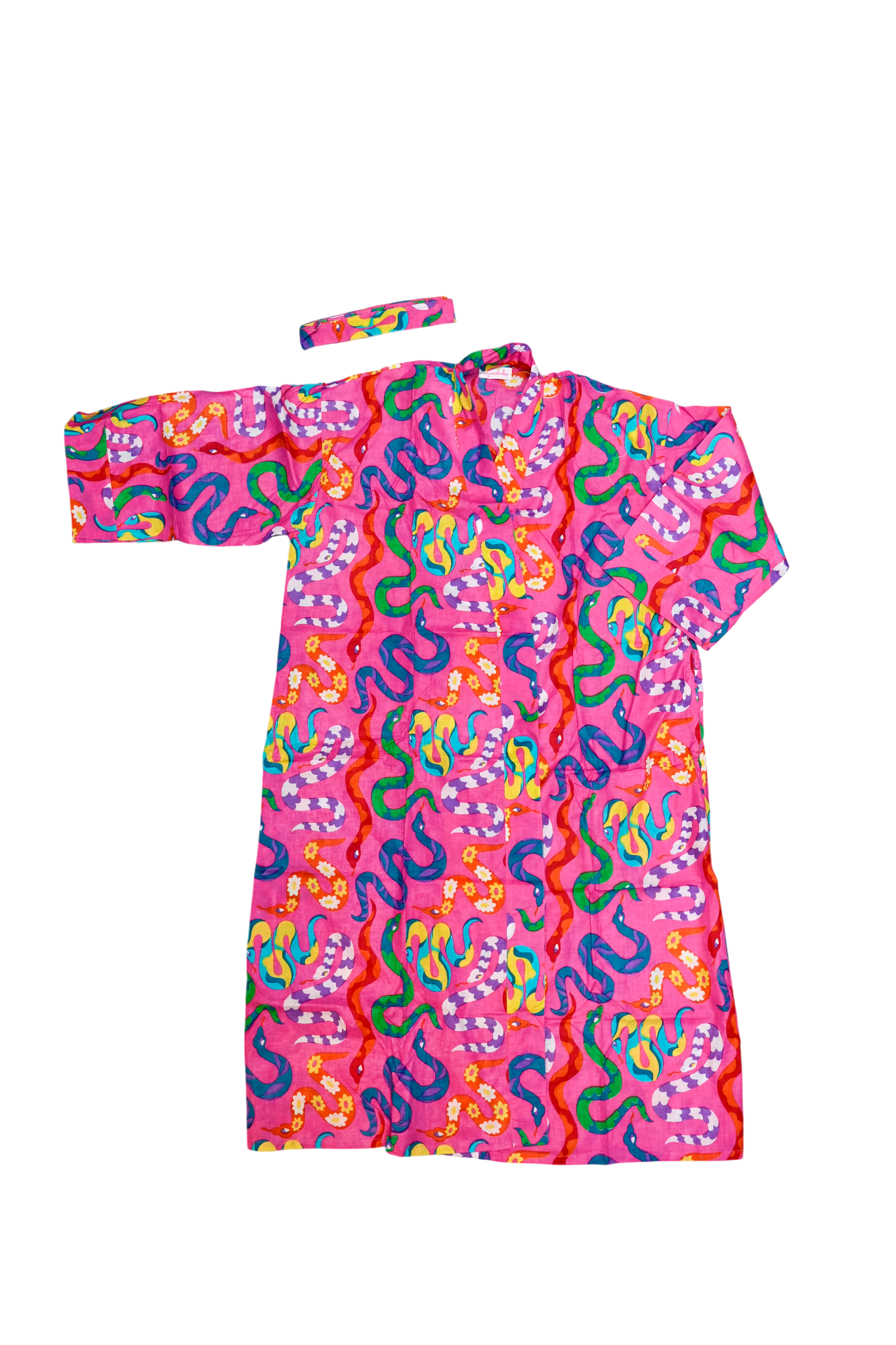 Long Kimono w/ Belt | Party Snakes | Pink/Multi