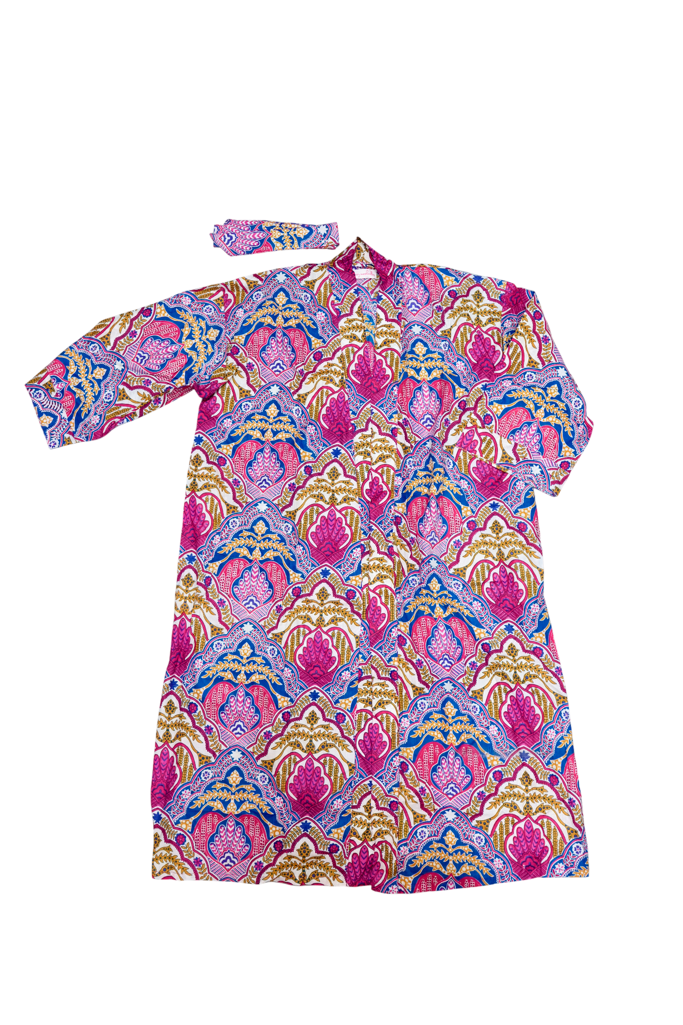 Long Kimono w/ Belt | Boho Medallion | Lavender