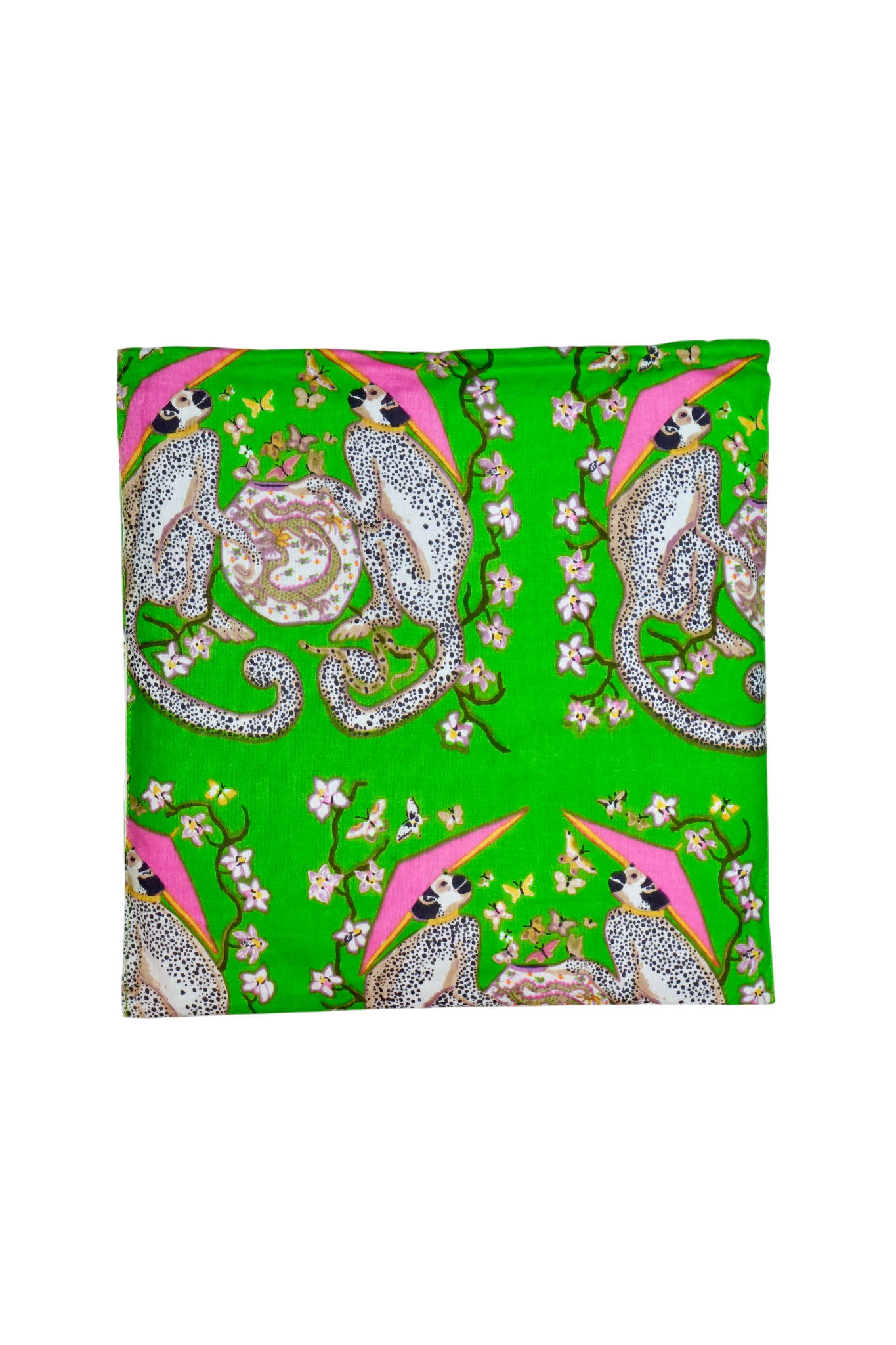 Long Kimono w/ Belt | Twin Monkeys | Green