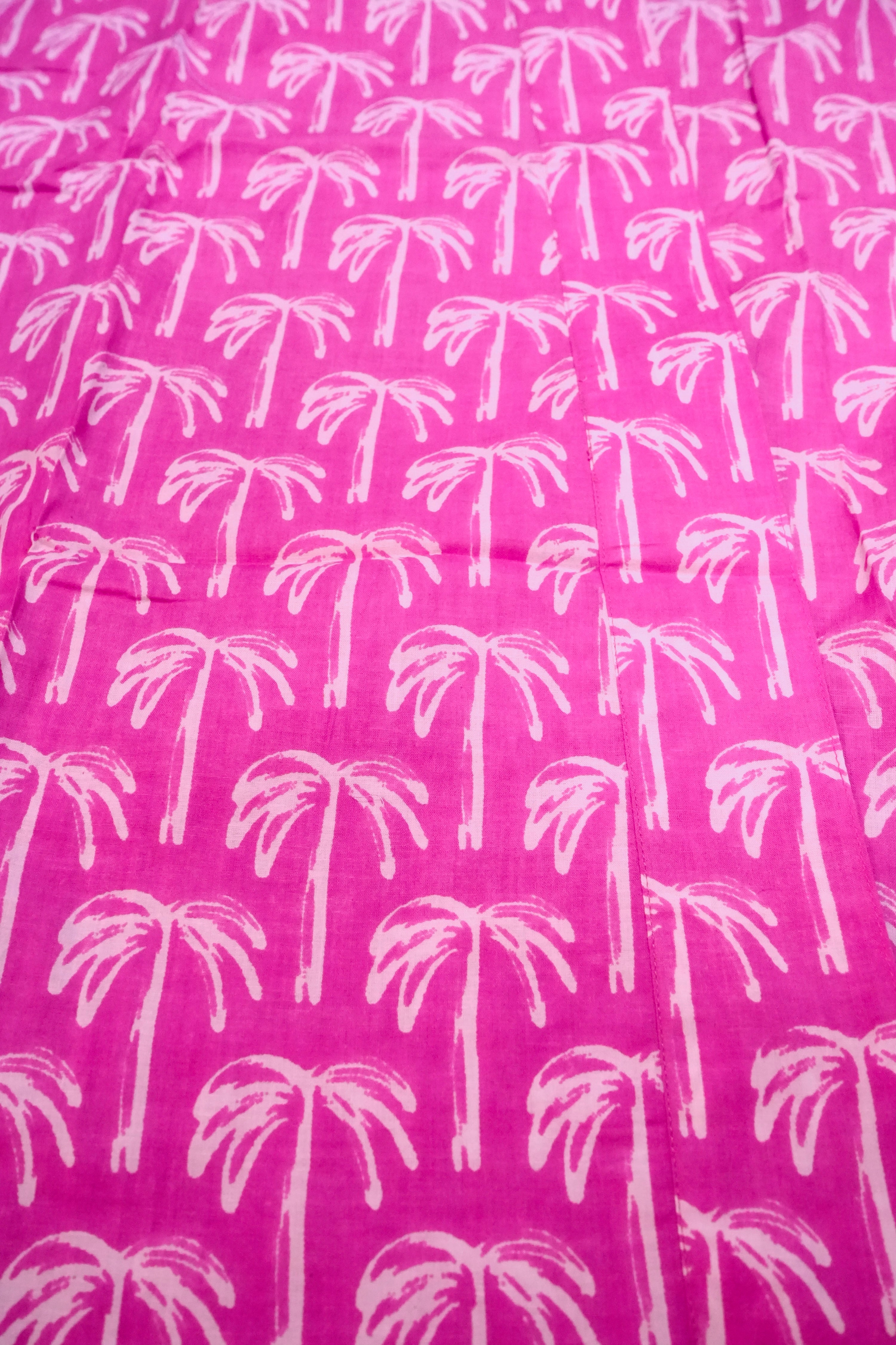 Long Kimono w/ Belt | Tropical Palm | Pink