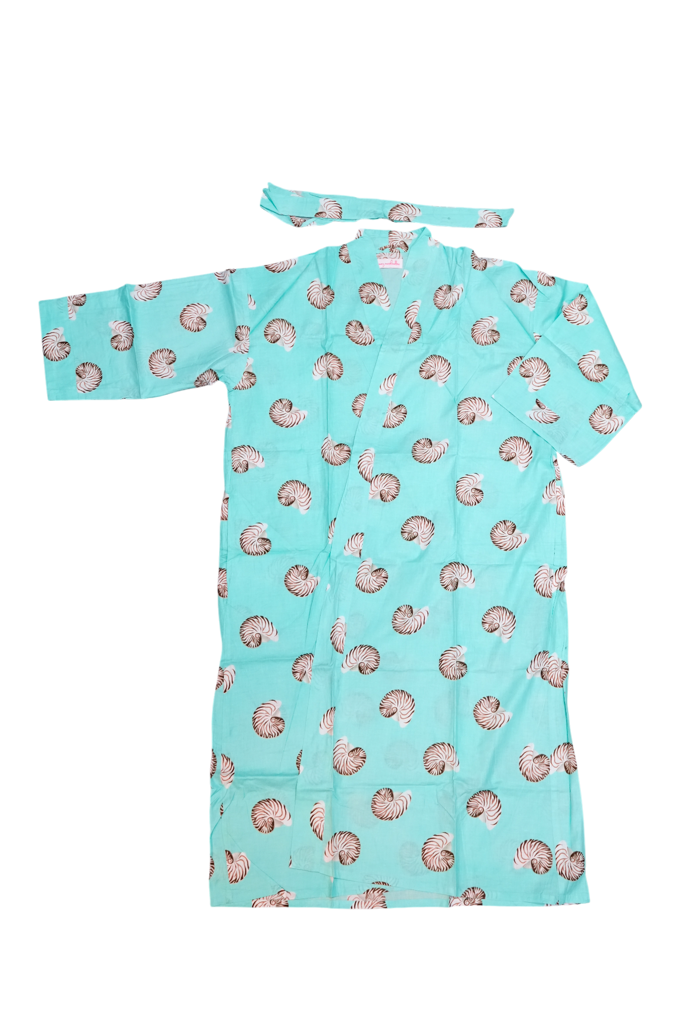 Long Kimono w/ Belt | Sea Shell | Aqua