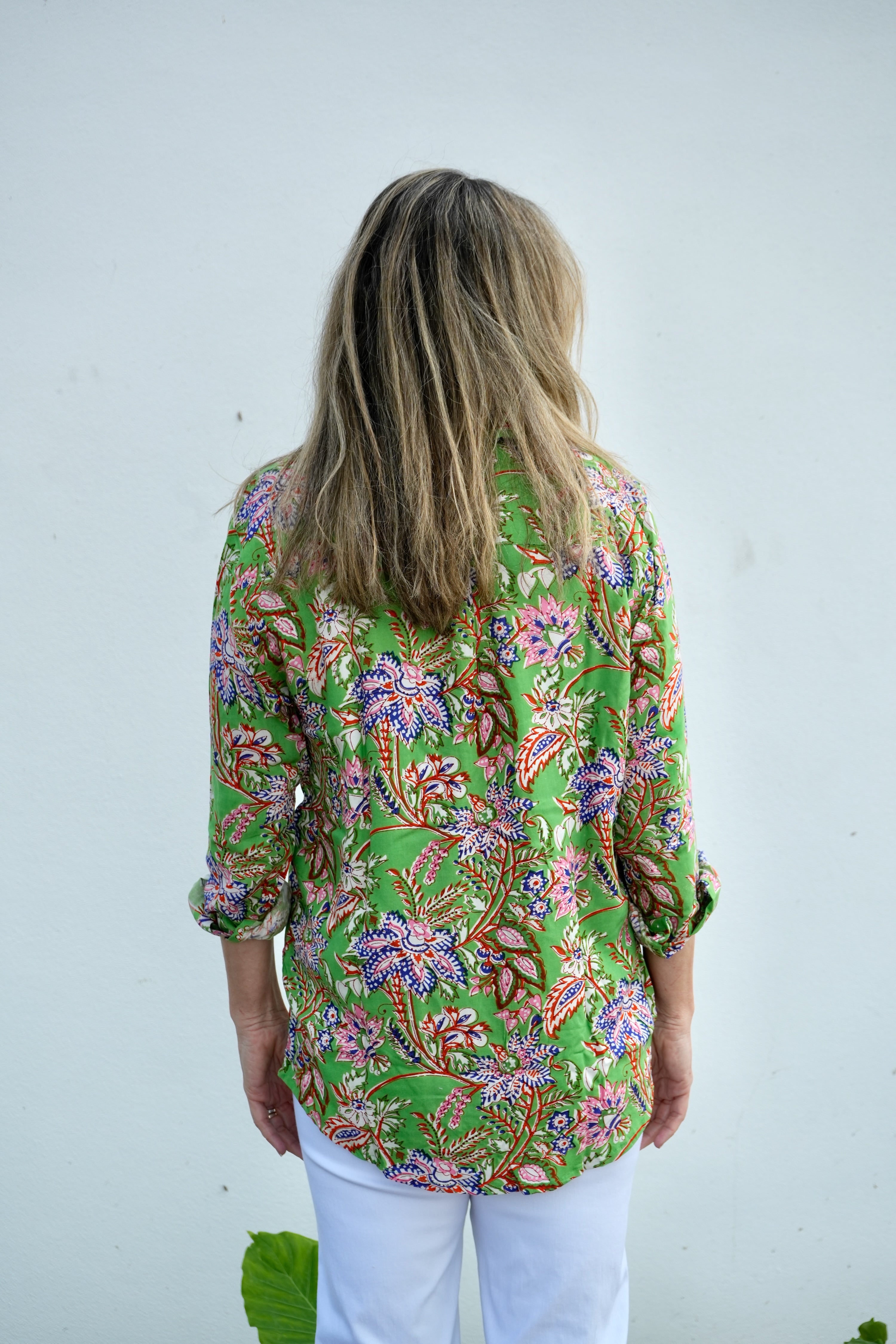 Boyfriend Shirt | Floral Rayon | Green