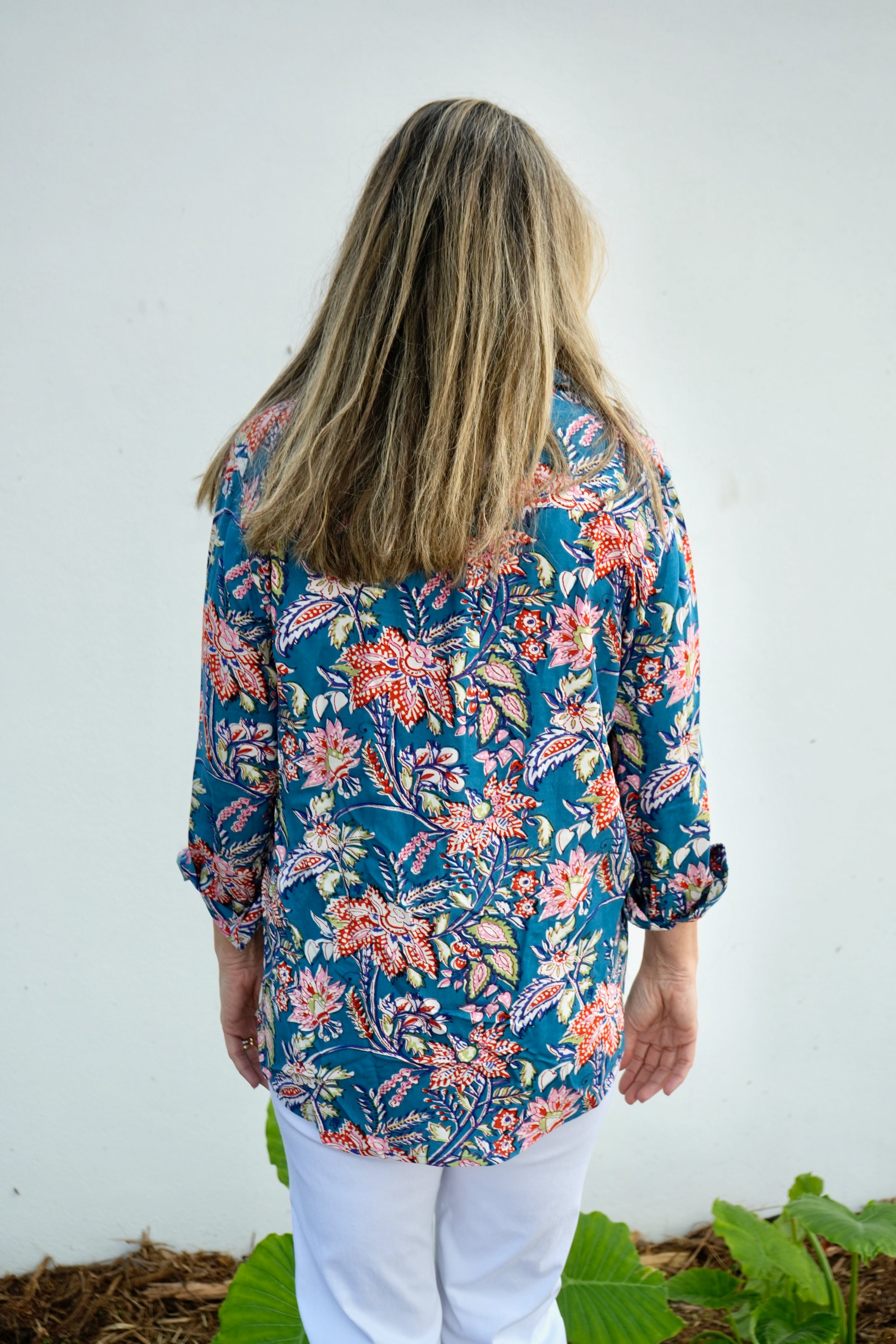 Boyfriend Shirt | Floral Rayon | Blue