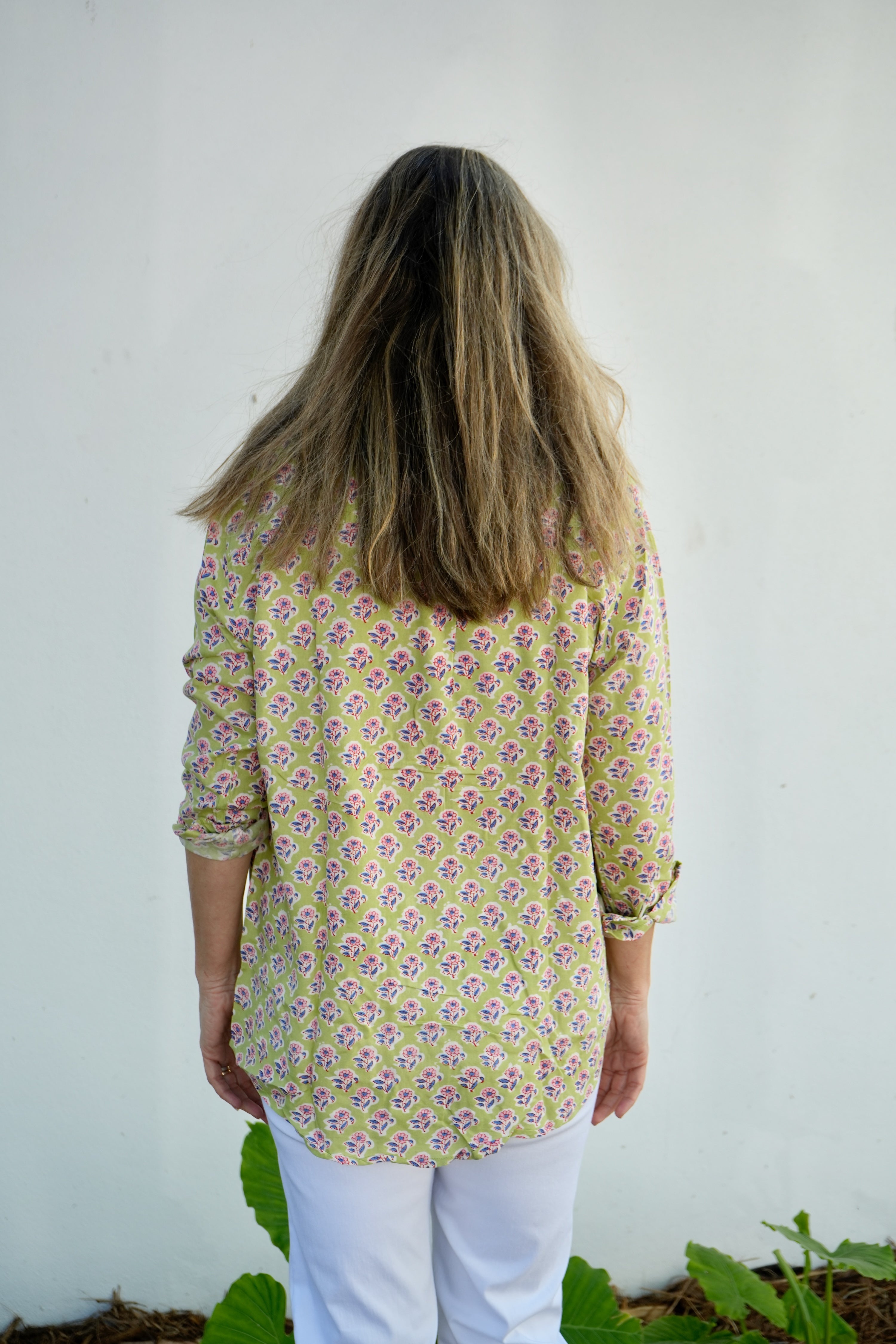 Boyfriend Shirt | Mini Floral Rayon | Neutral/Pink