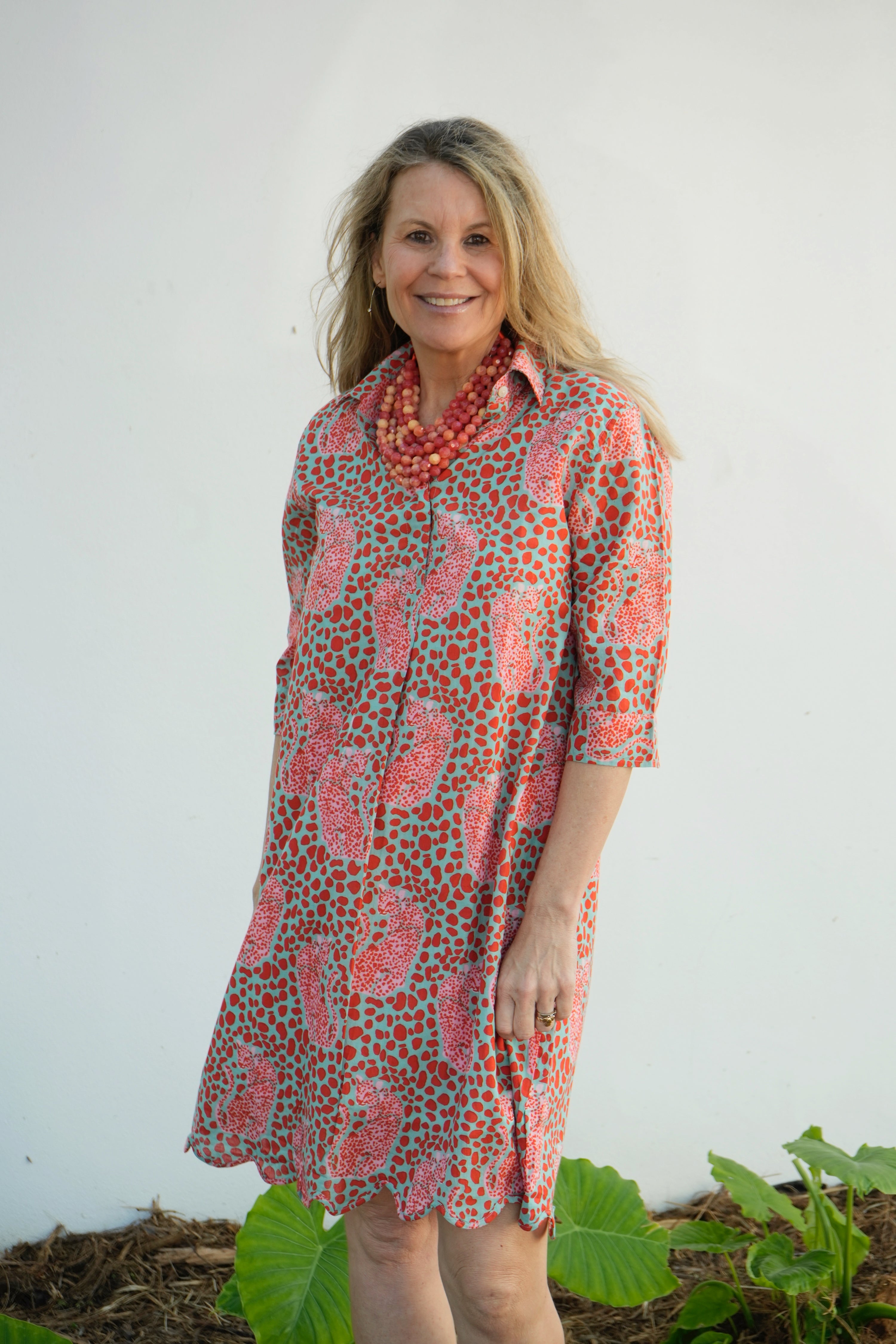 Delray Dress | Leopard Print | Orange/Aqua