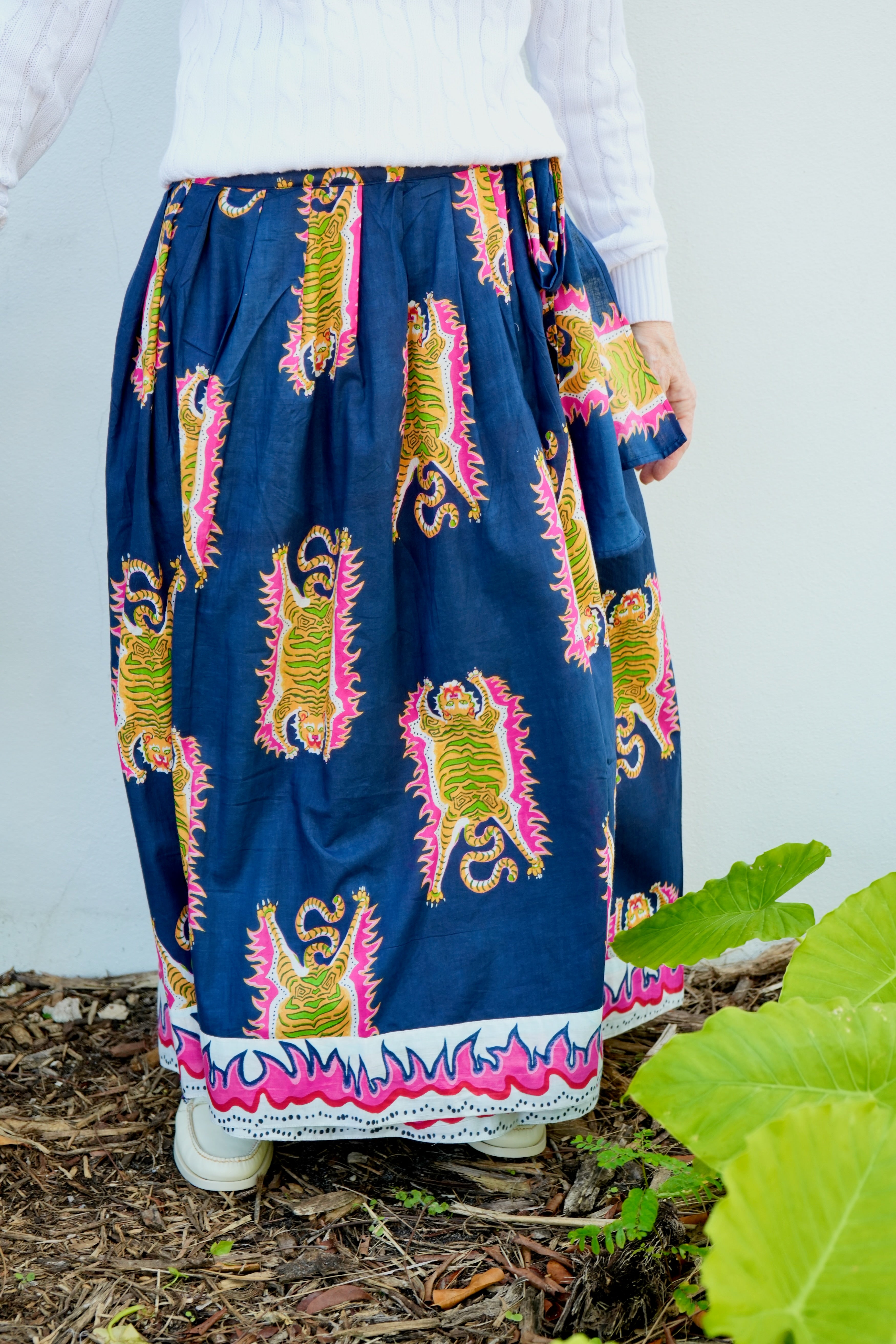Wrap Skirt Long | Tibetan Tiger | Navy