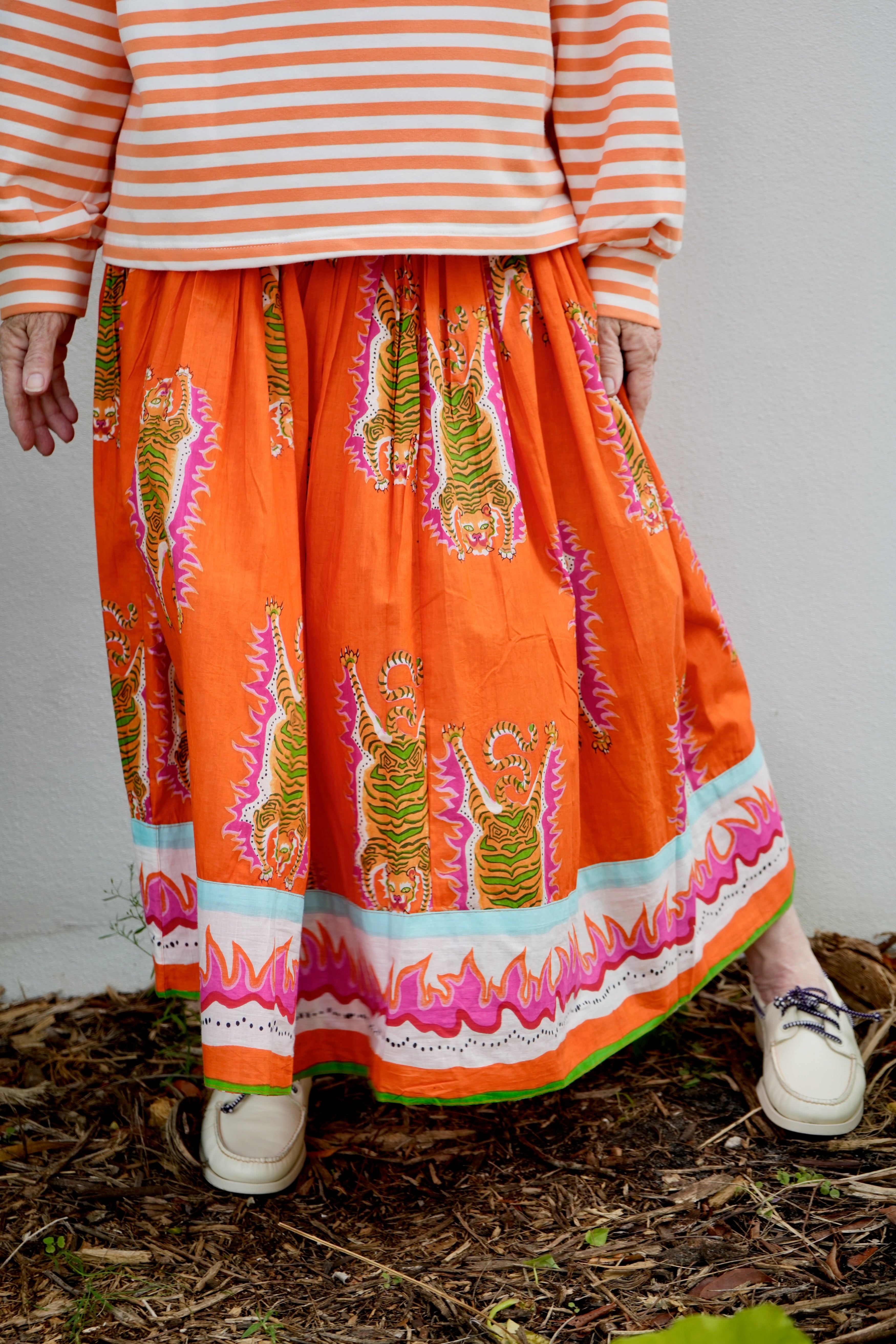 Long Every Day Skirt | Tibetan Tiger | Orange