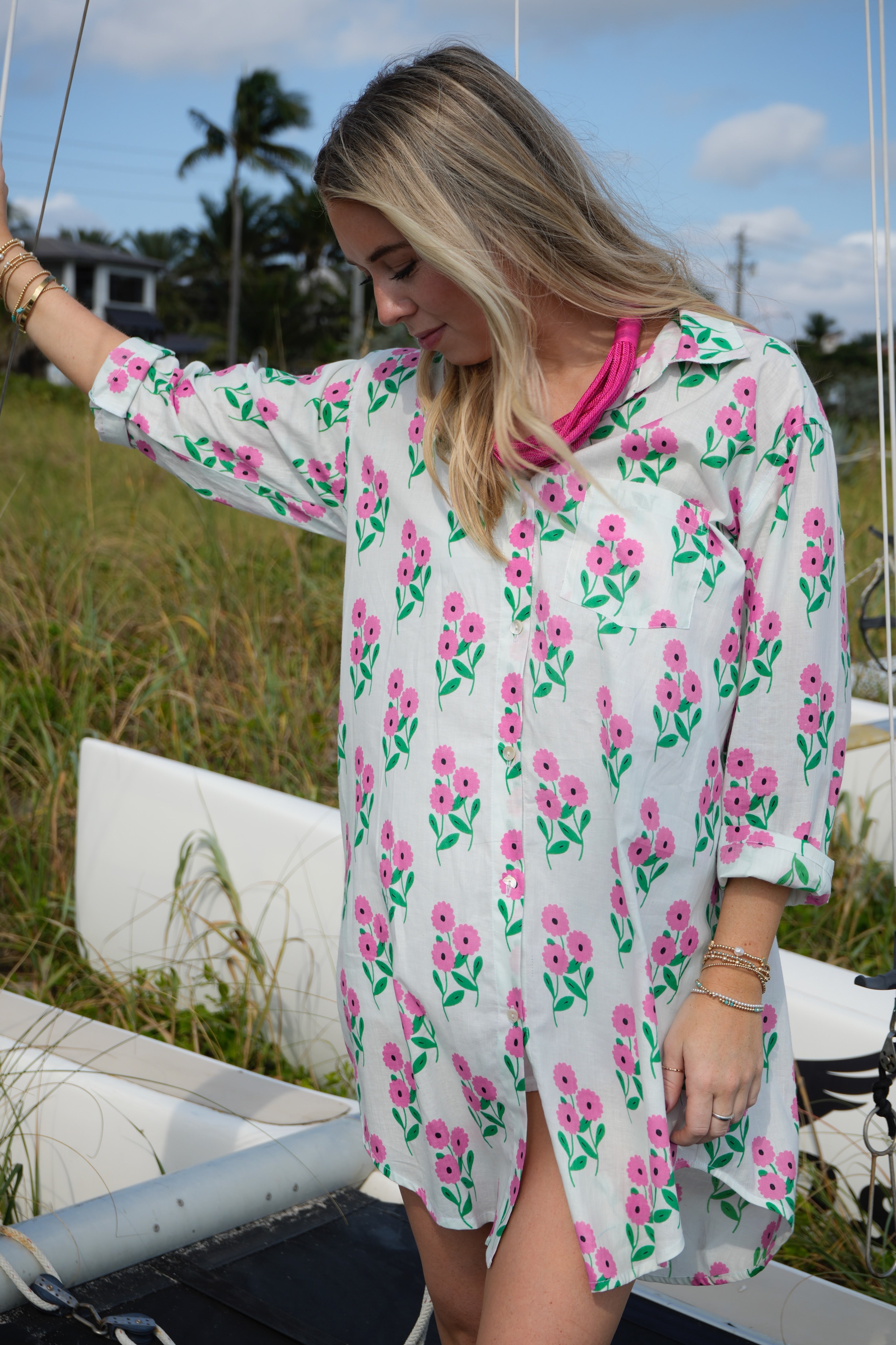 Boyfriend Dress | Bunch of Daisies | Pink