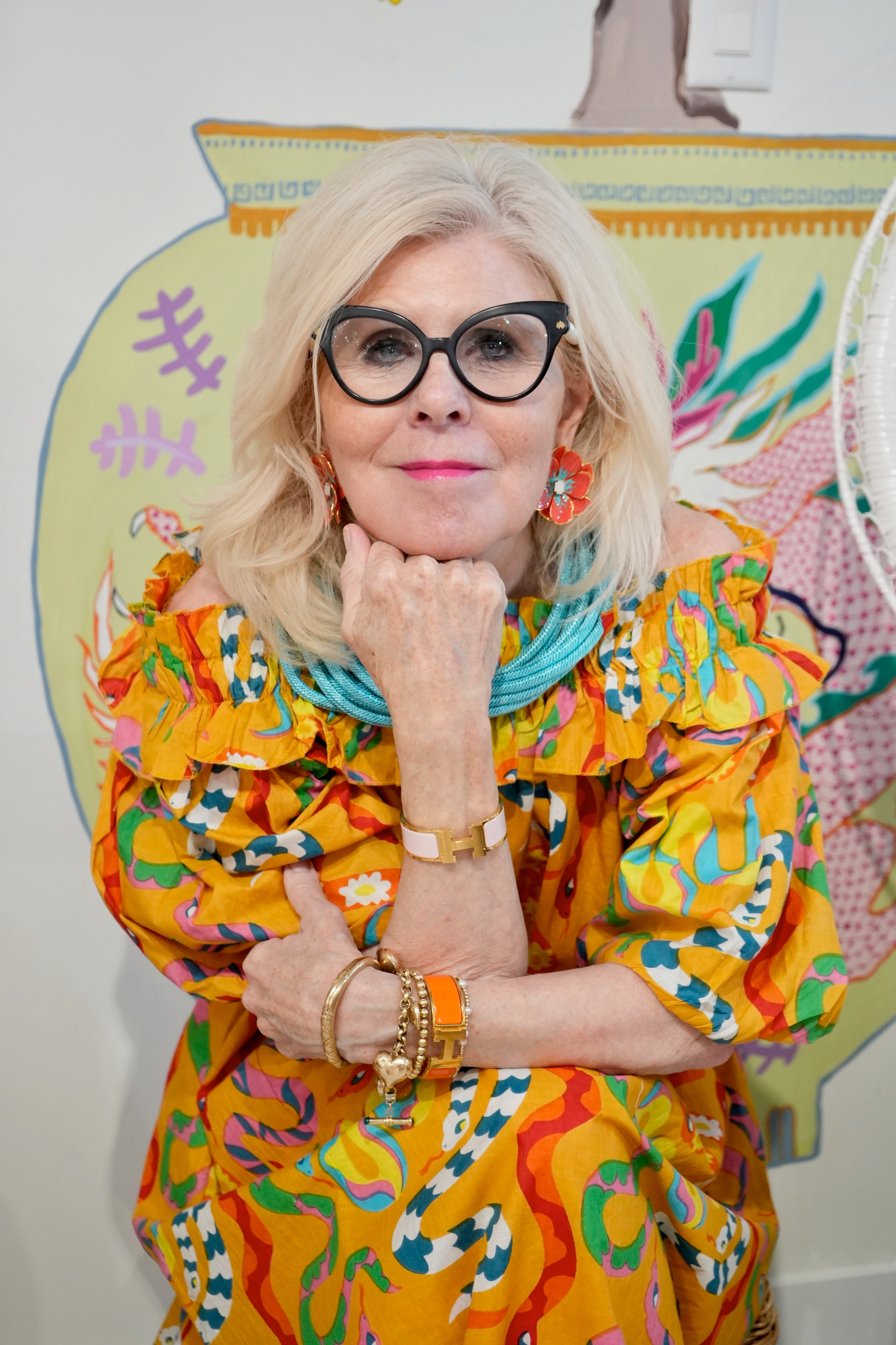 Off The Shoulder Dress | Happy Snakes | Mustard