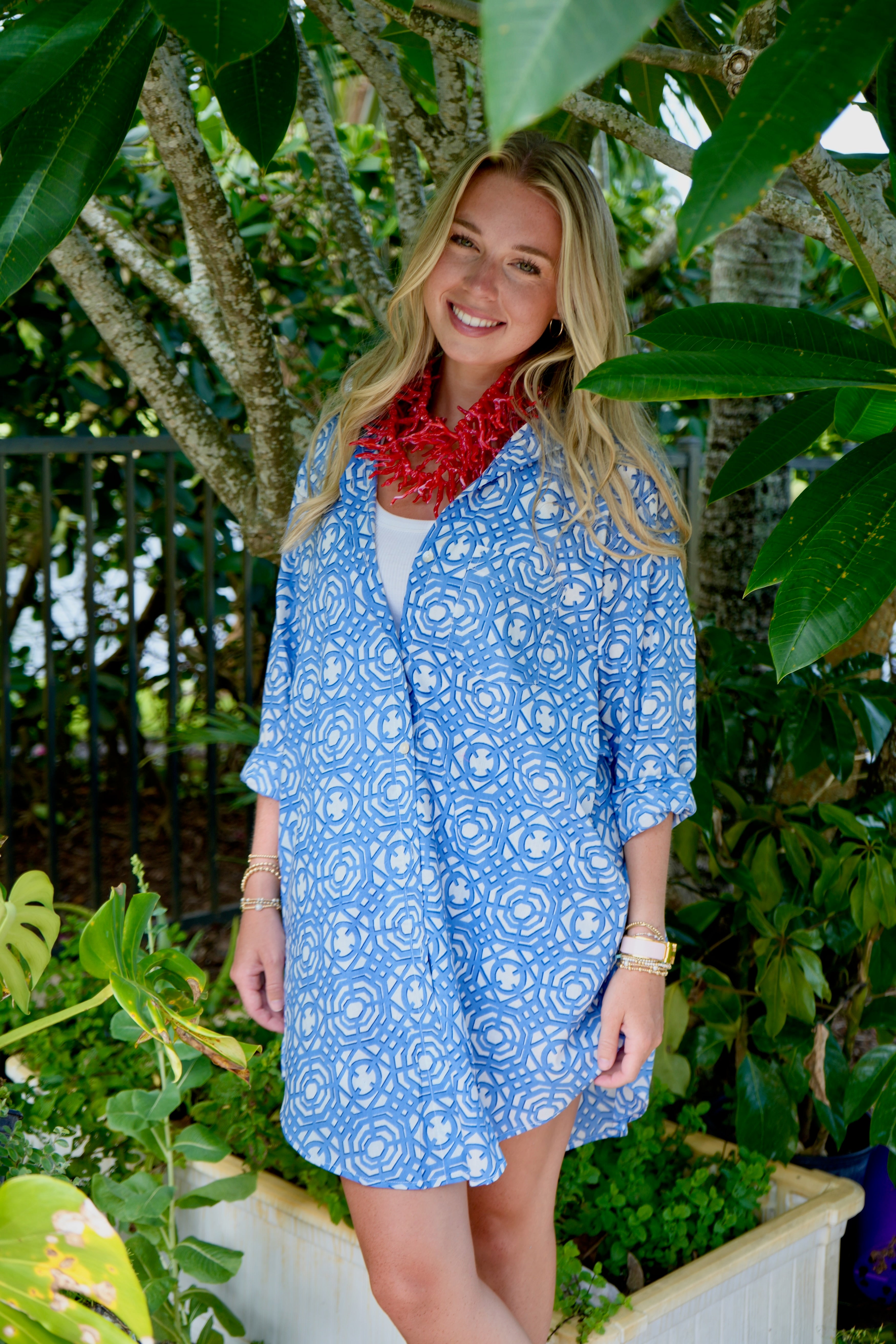 Boyfriend Dress | Lattice | Blue