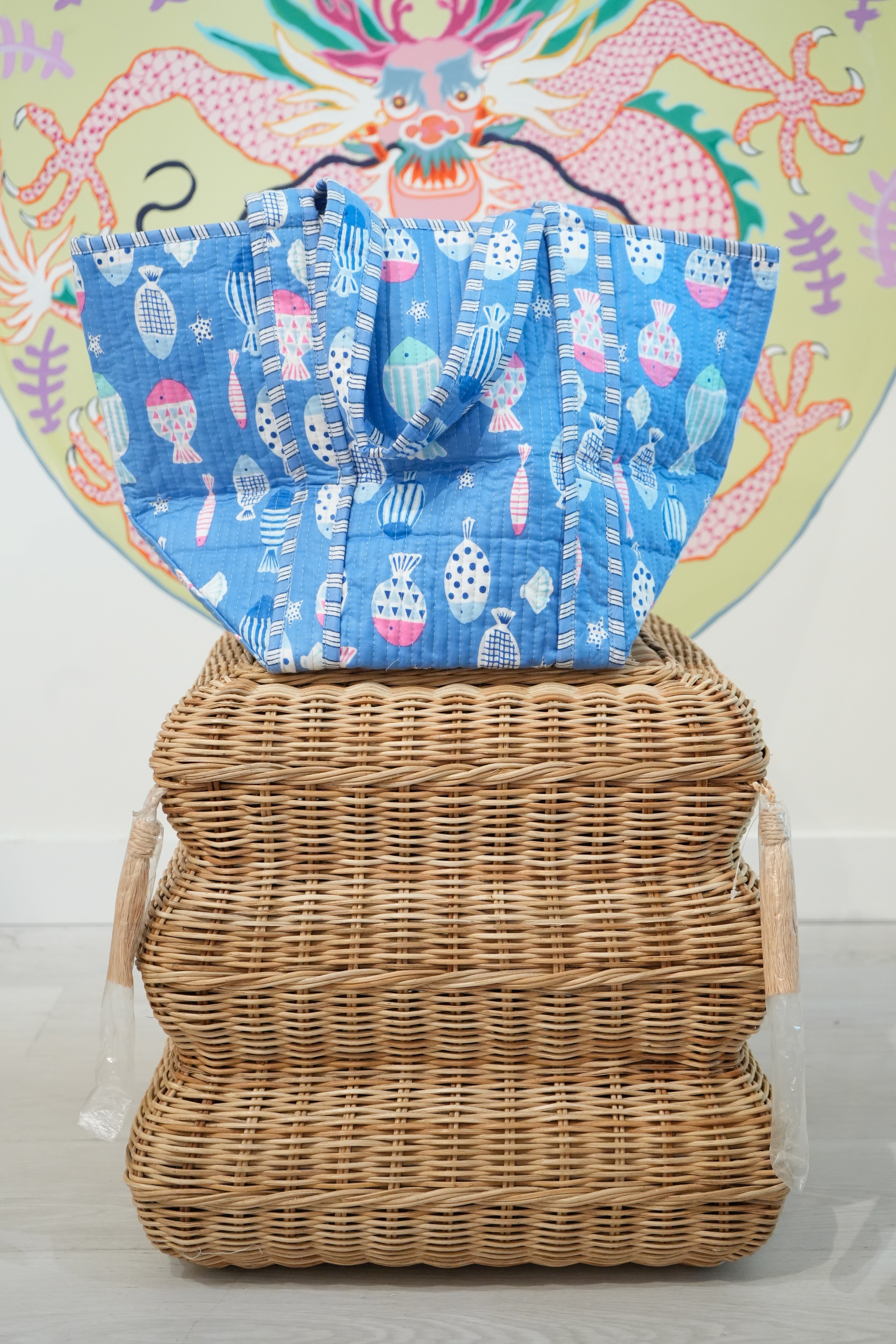 Large Tote | Go Fish | Blue