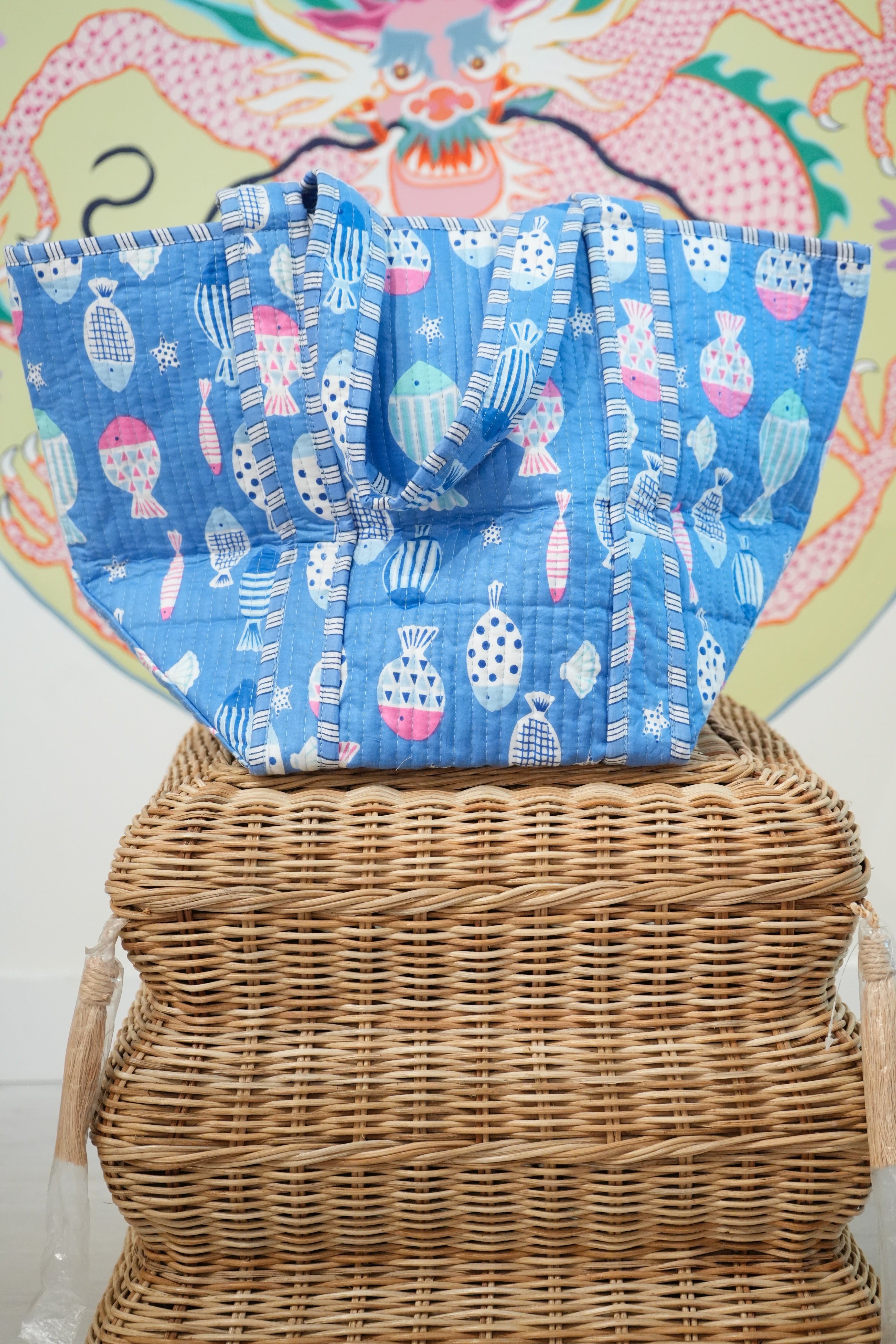 Large Tote | Go Fish | Blue