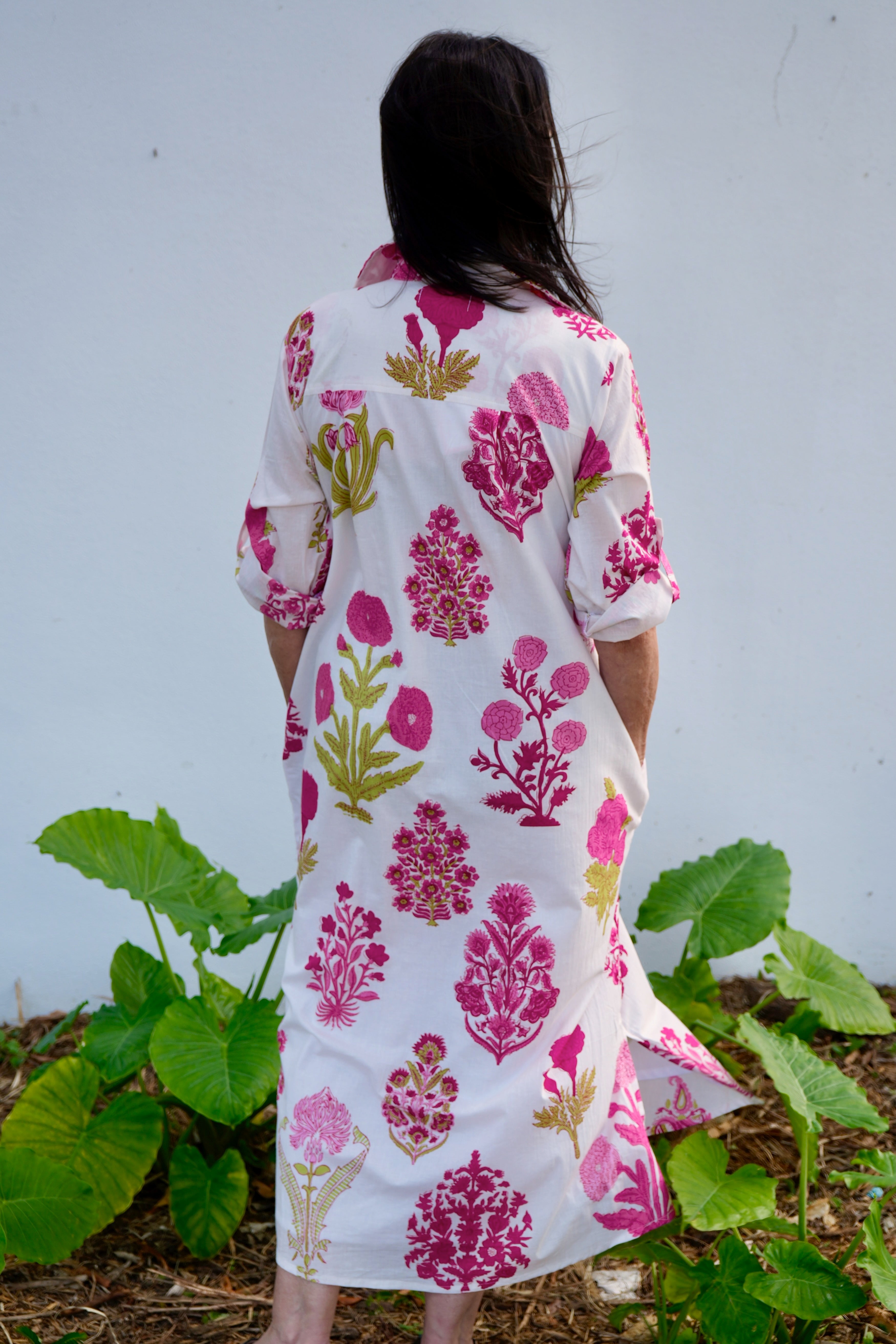 Molly Dress | Floral Block Print | Pink