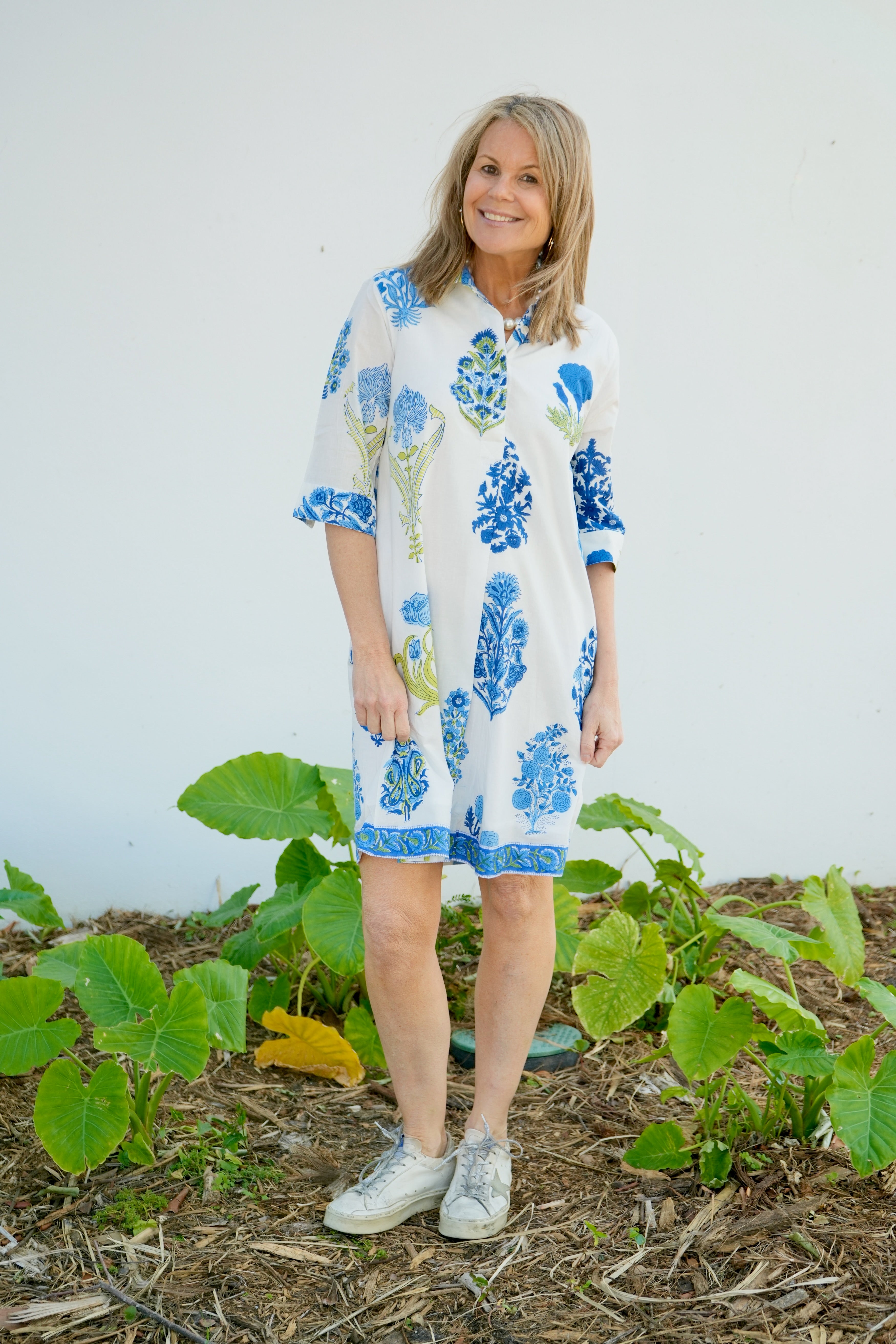 Delray Dress | Floral Block Print | Blue