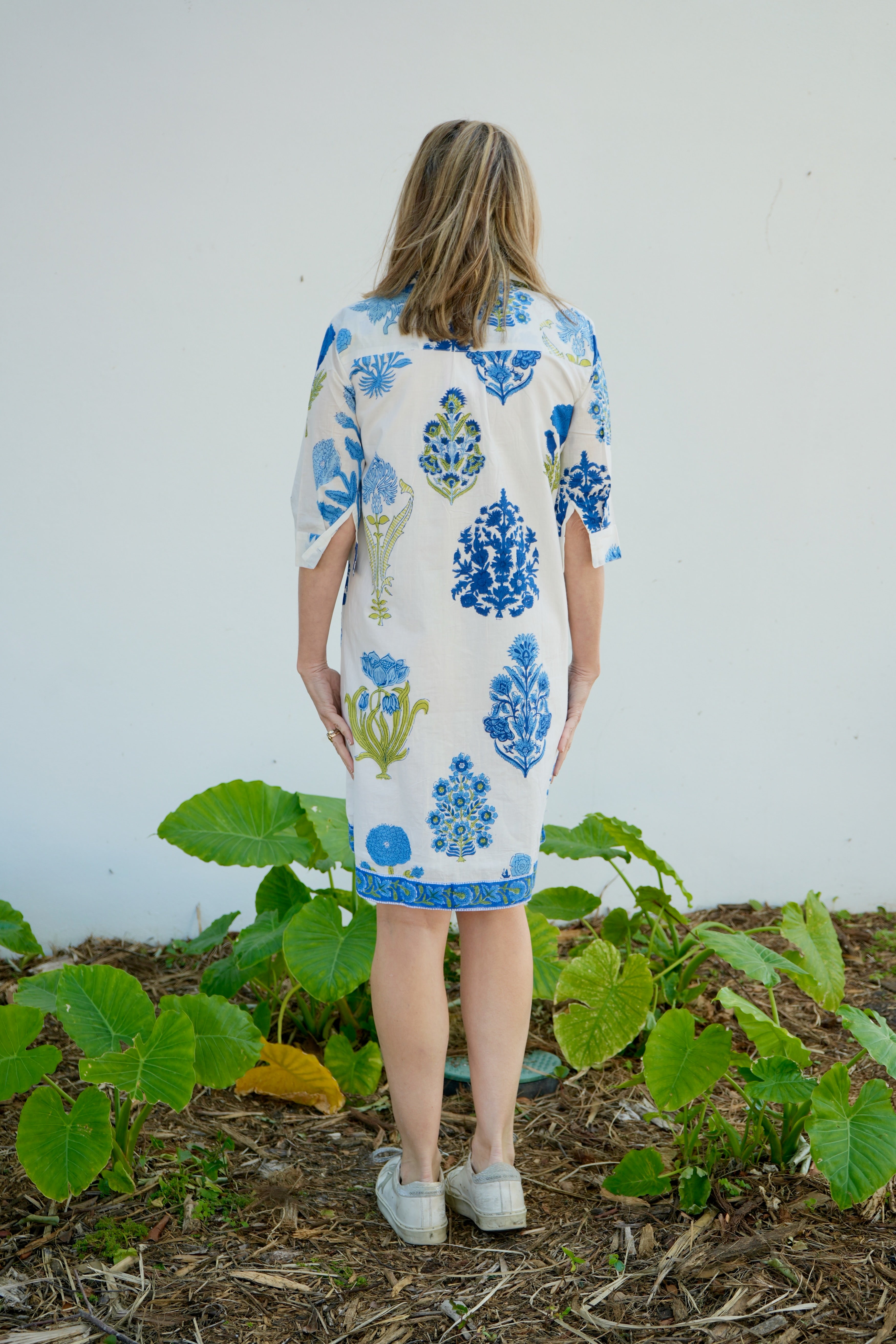 Delray Dress | Floral Block Print | Blue