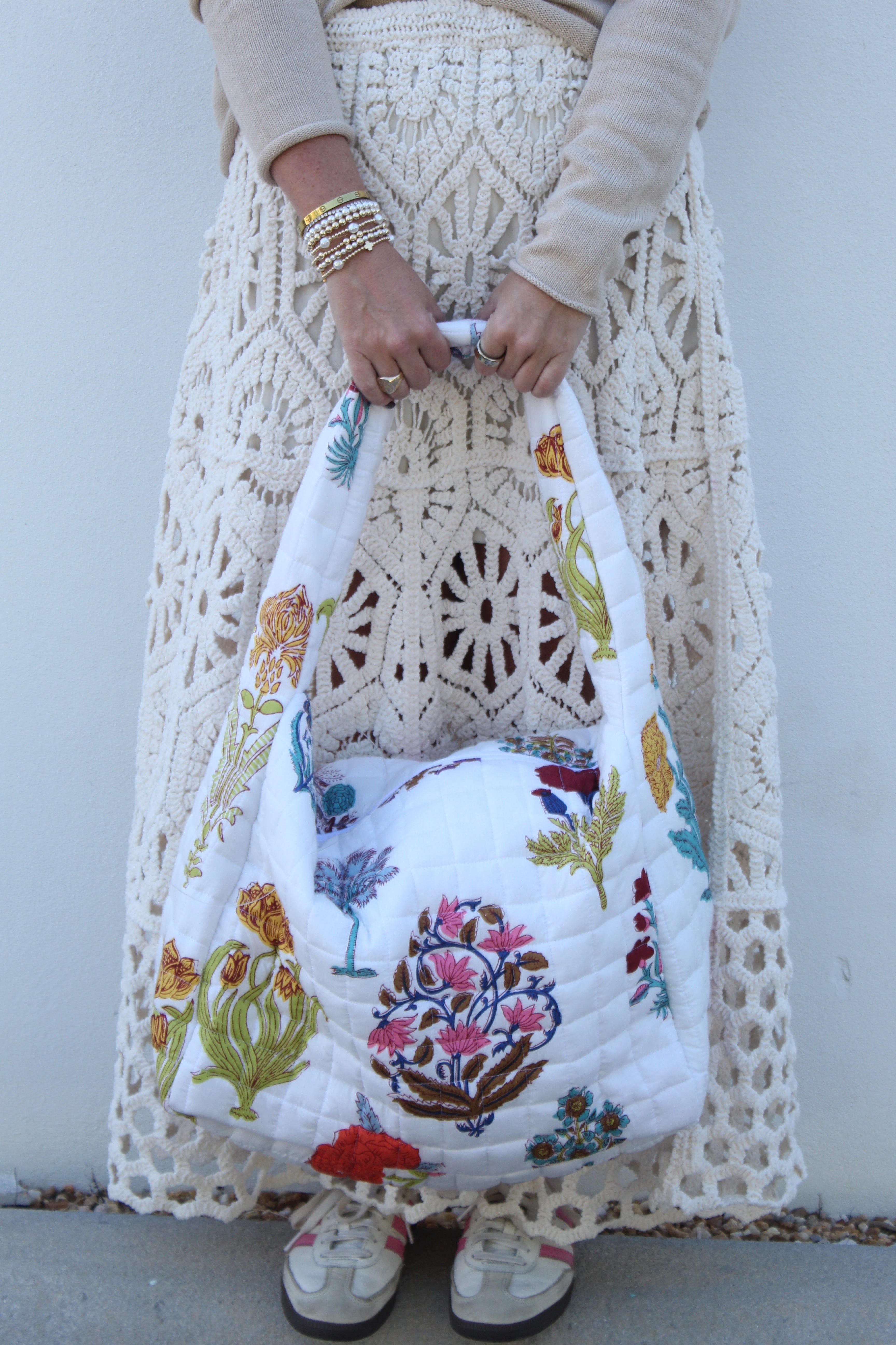 Puffer Tote Bag | Floral Block Print | Various Colors