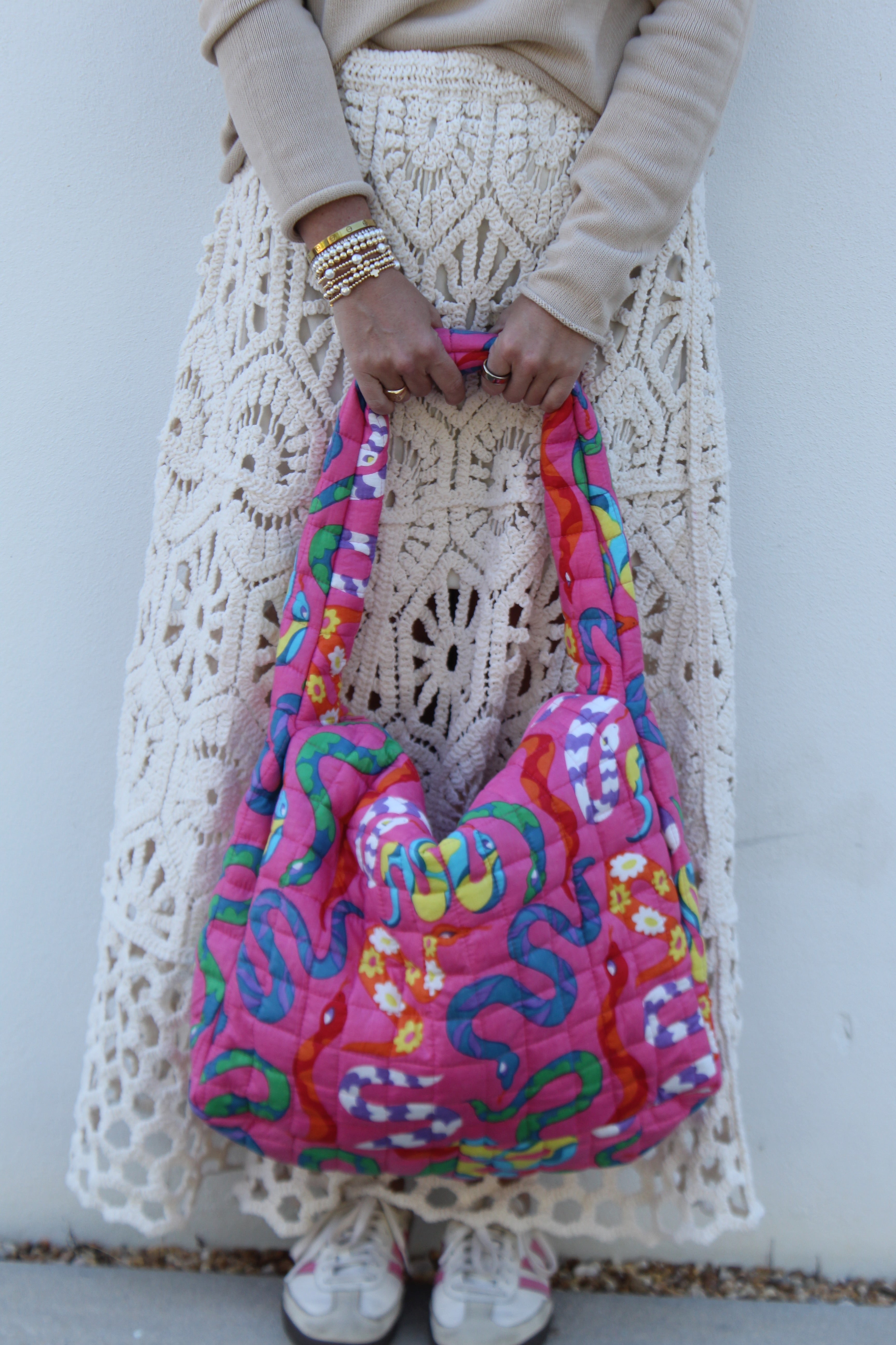 Puffer Tote Bag | Happy Snakes